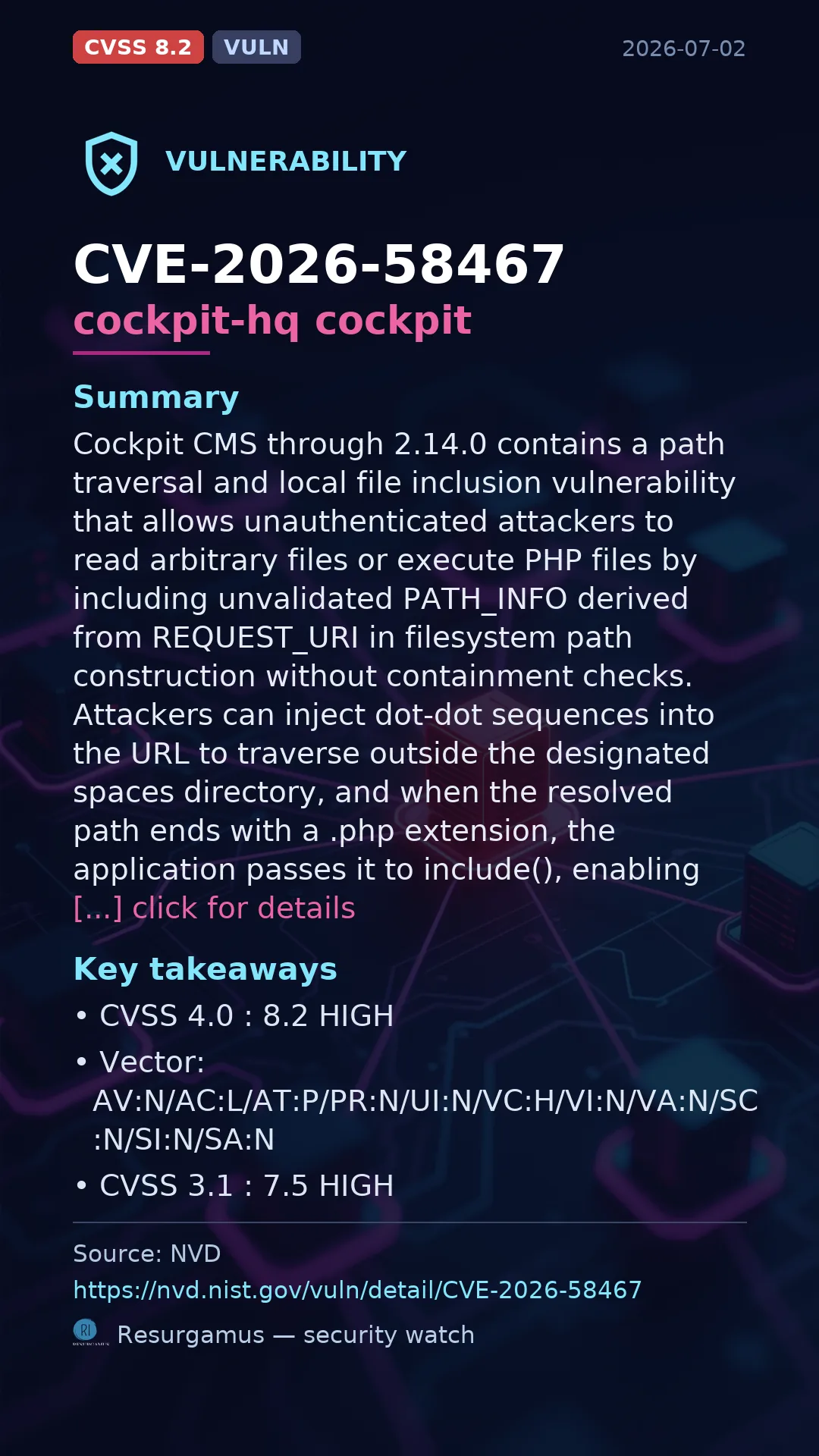 CVE-2026-58467 cockpit-hq cockpit Vulnerability