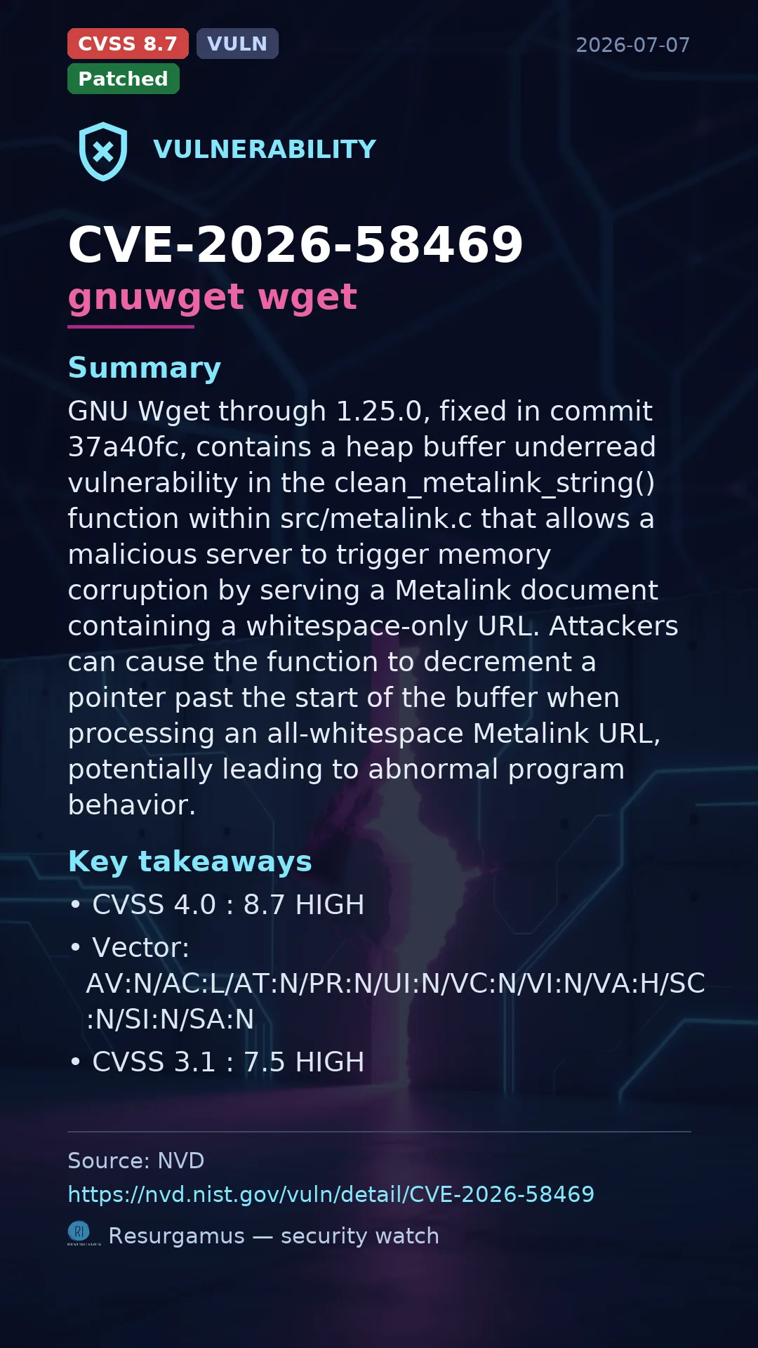 CVE-2026-58469 gnuwget wget Vulnerability