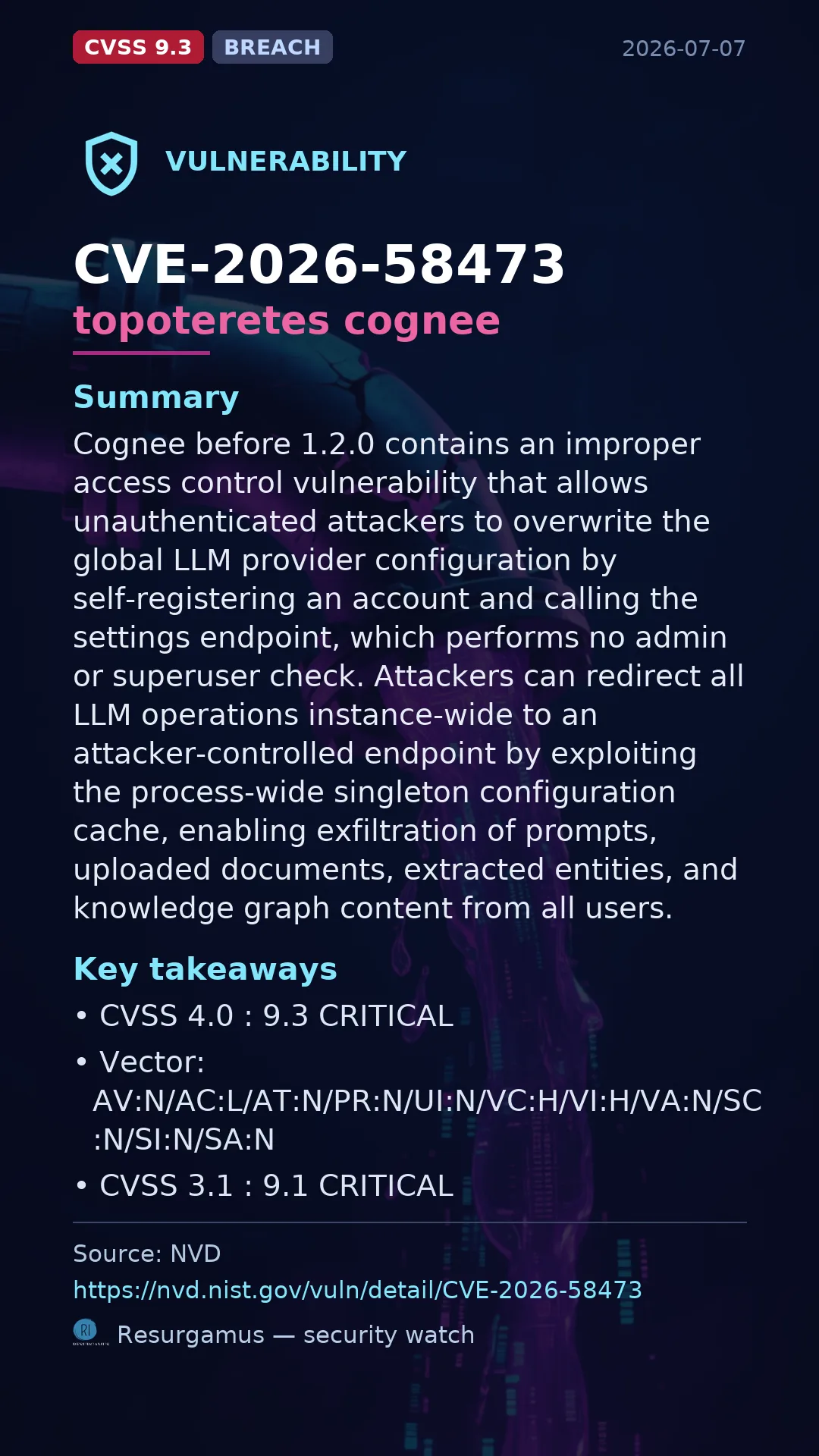 CVE-2026-58473 topoteretes cognee Vulnerability