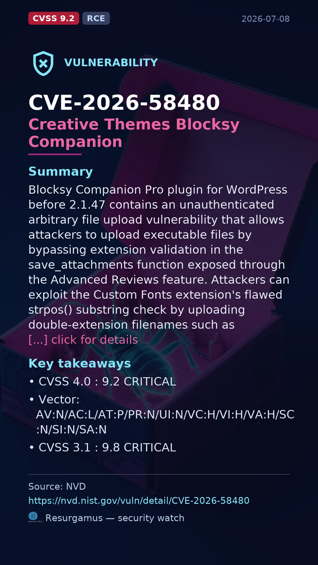 CVE-2026-58480 Creative Themes Blocksy Companion Vulnerability