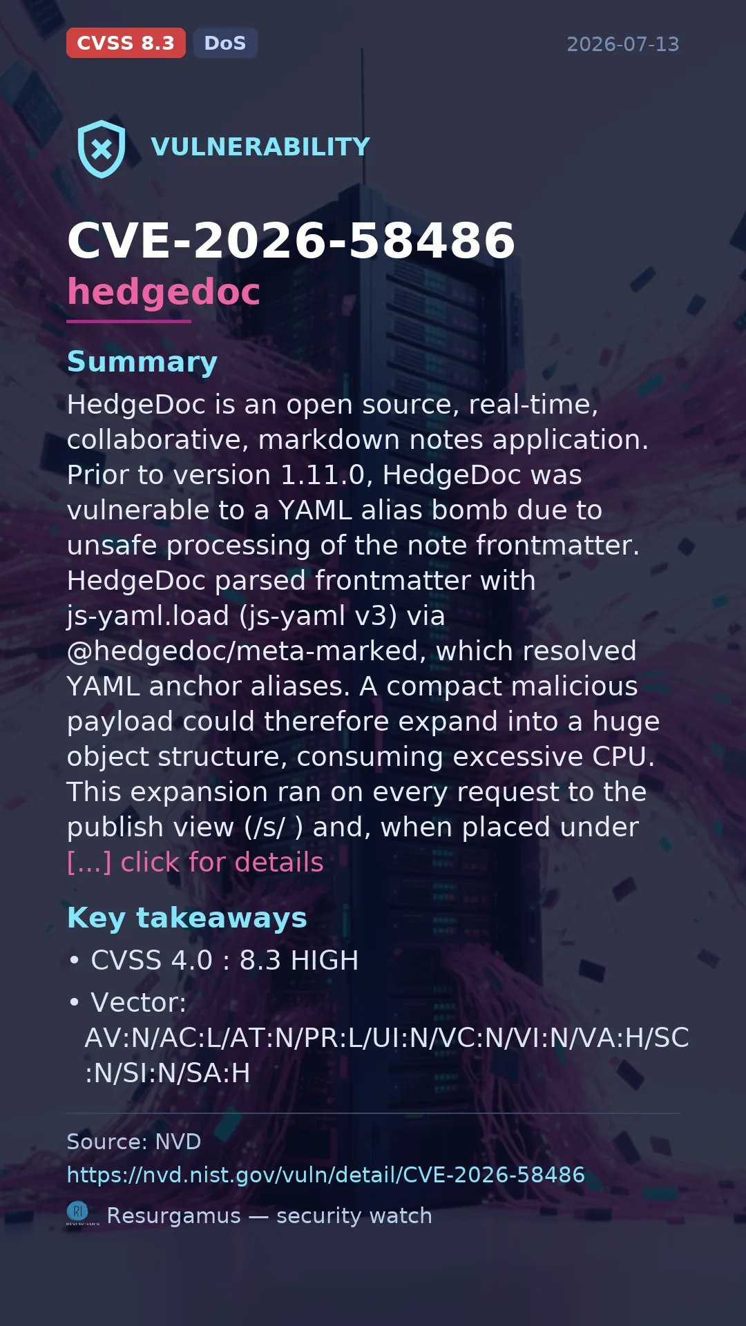 CVE-2026-58486 hedgedoc Vulnerability