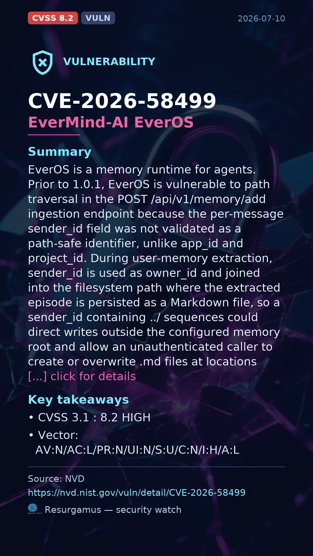 CVE-2026-58499 EverMind-AI EverOS Vulnerability