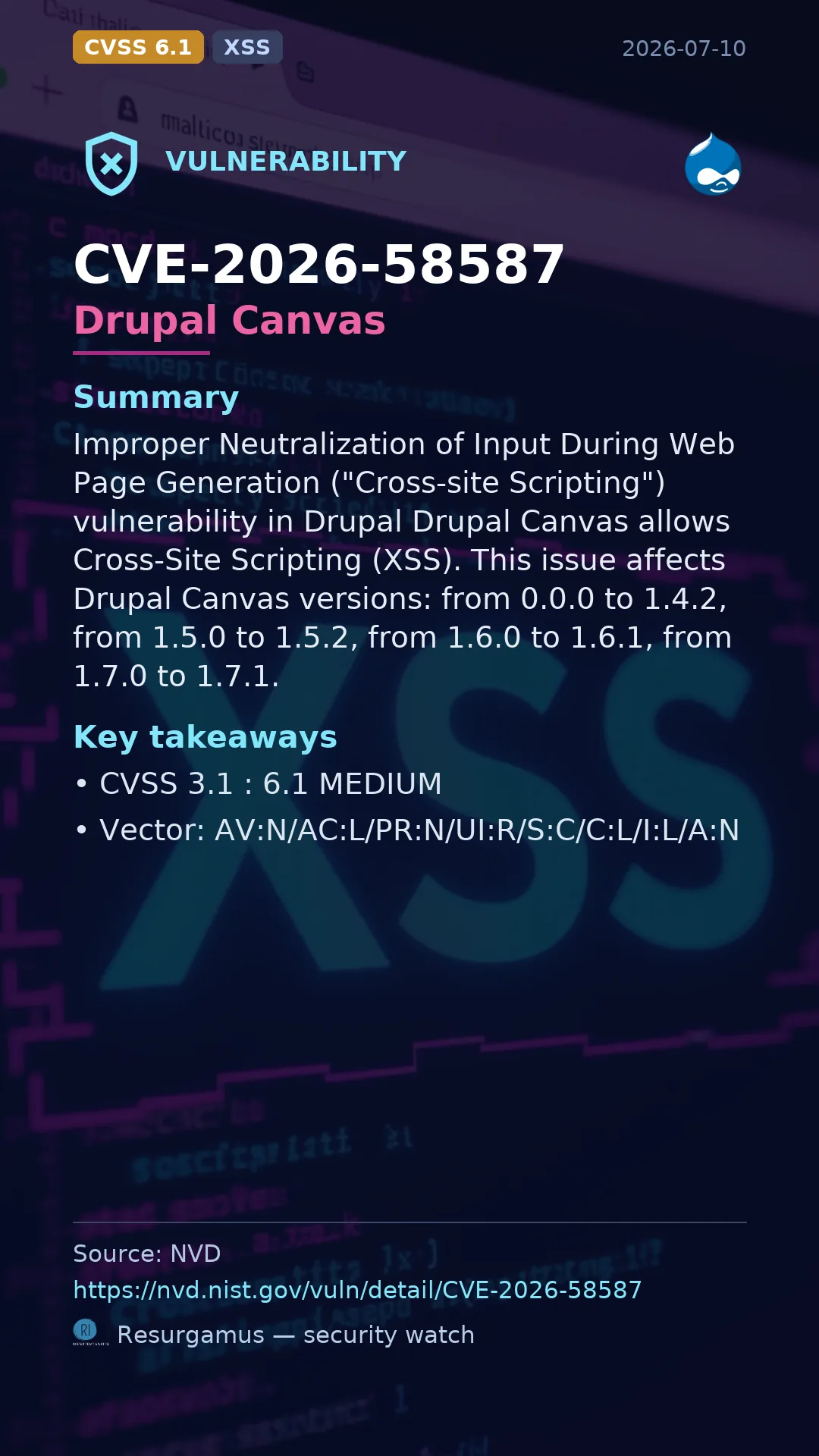 CVE-2026-58587 Drupal Canvas Vulnerability