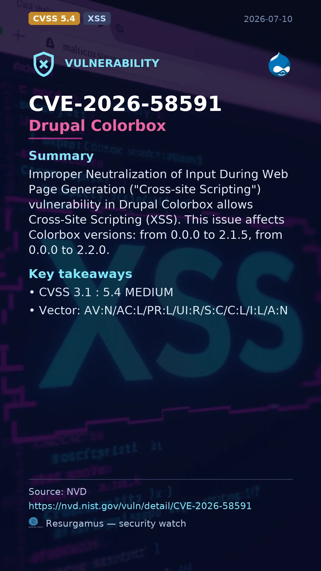 CVE-2026-58591 Drupal Colorbox Vulnerability