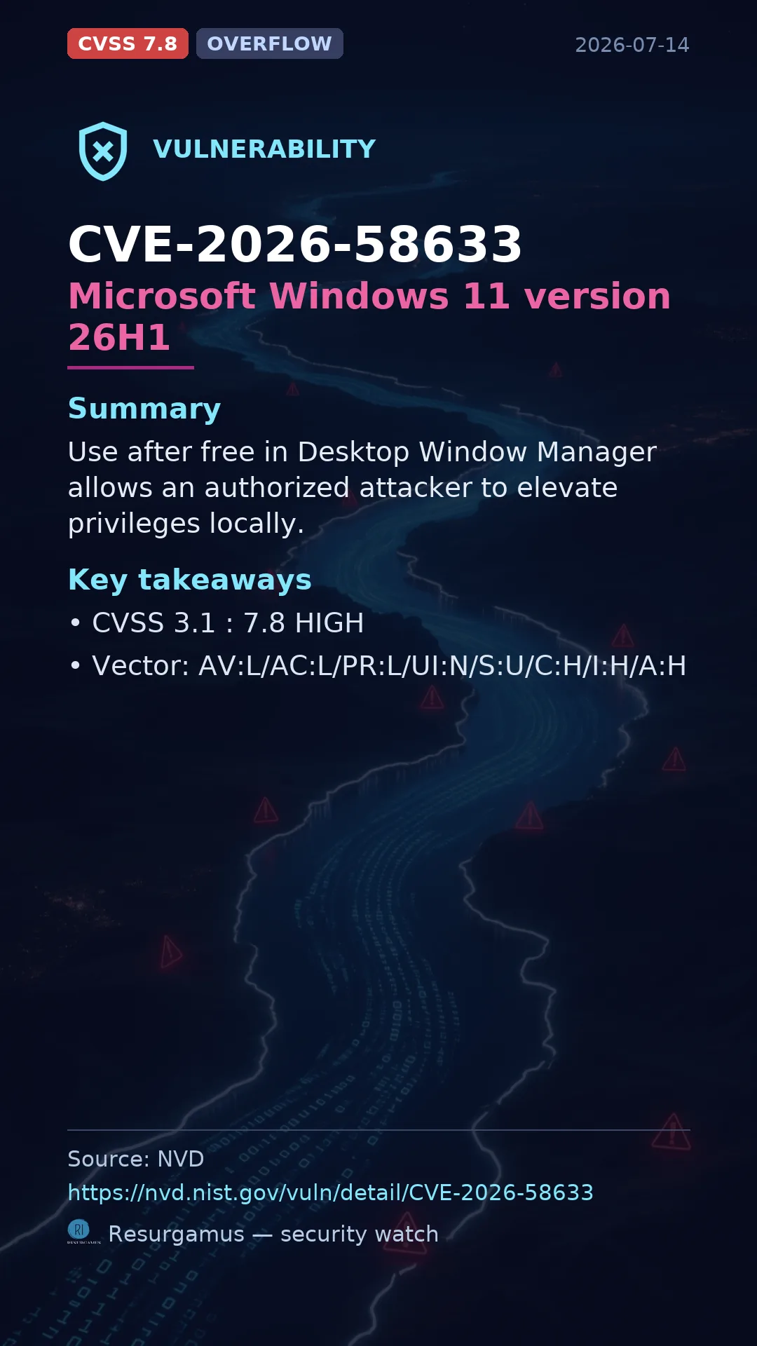 CVE-2026-58633 Microsoft Windows 11 version 26H1 Vulnerability