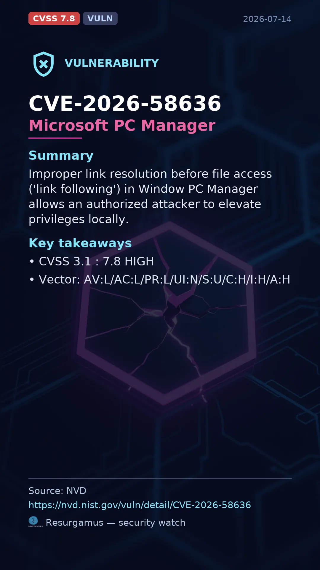 CVE-2026-58636 Microsoft PC Manager Vulnerability