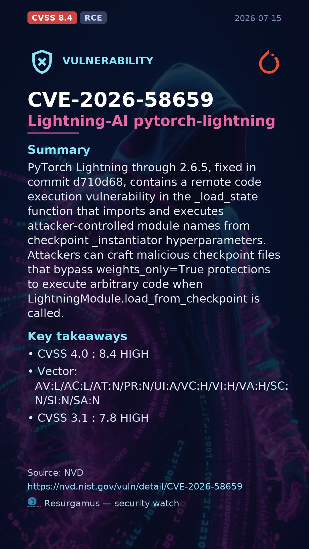 CVE-2026-58659 Lightning-AI pytorch-lightning Vulnerability