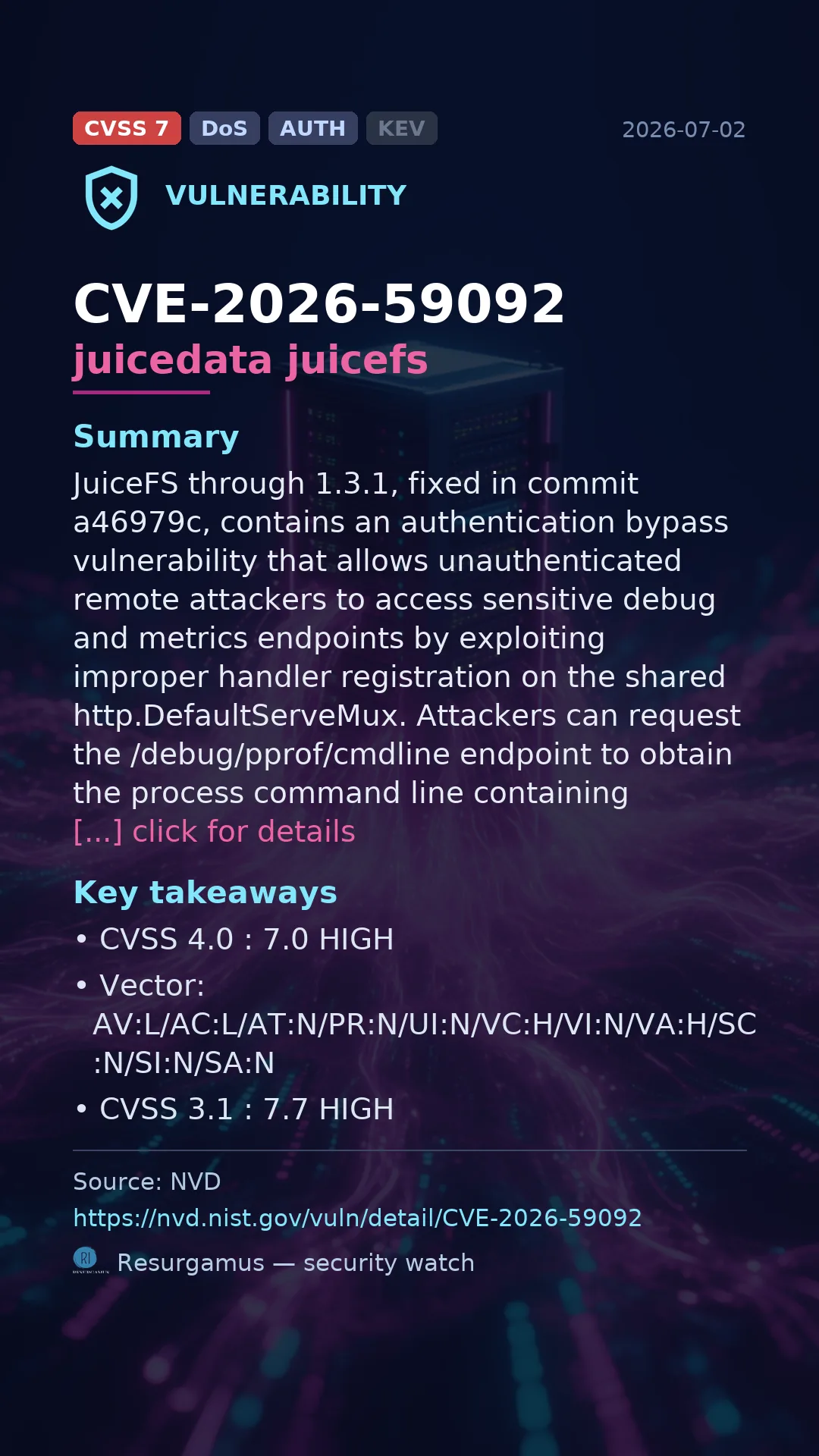CVE-2026-59092 juicedata juicefs Vulnerability