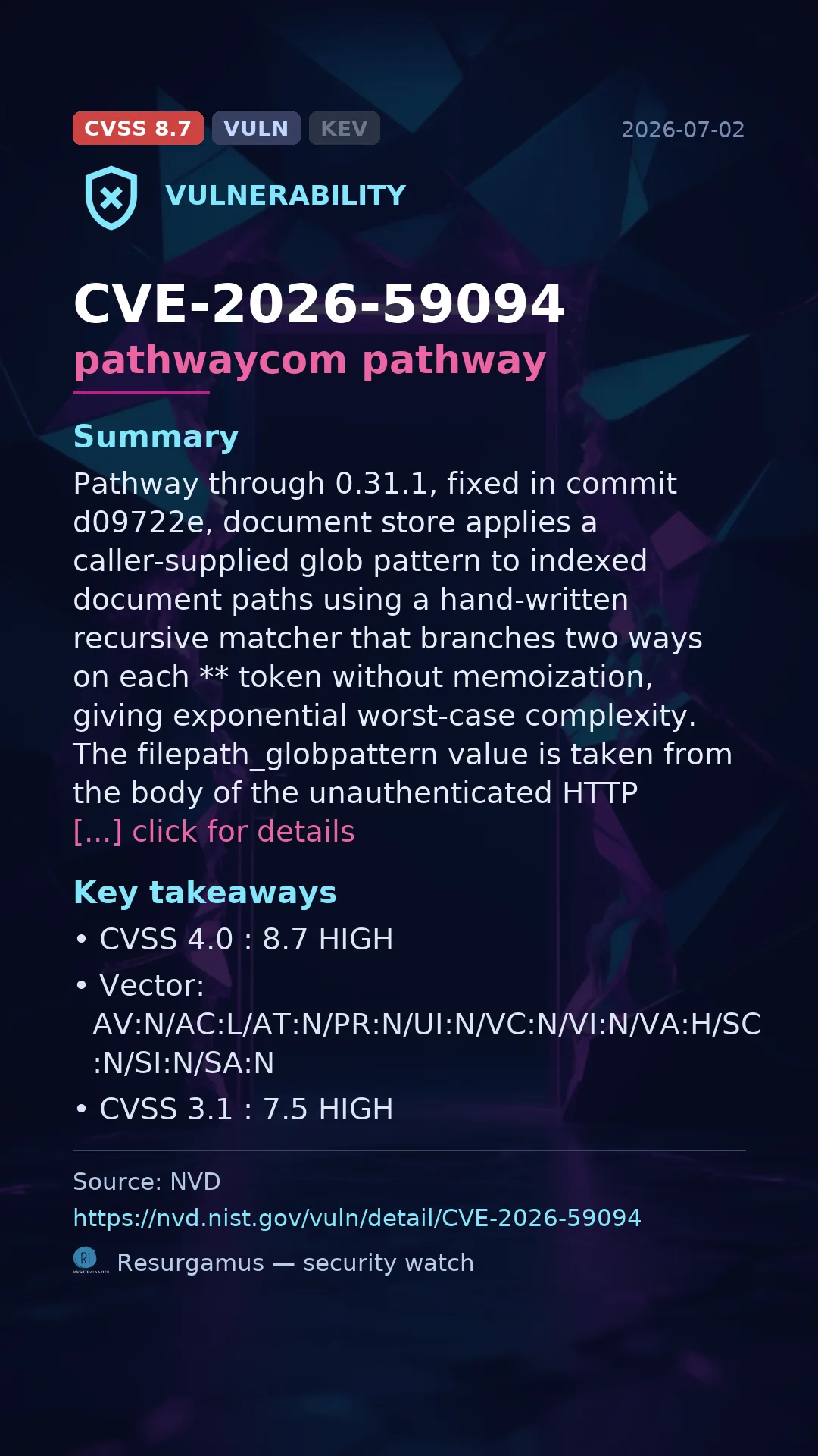 CVE-2026-59094 pathwaycom pathway Vulnerability