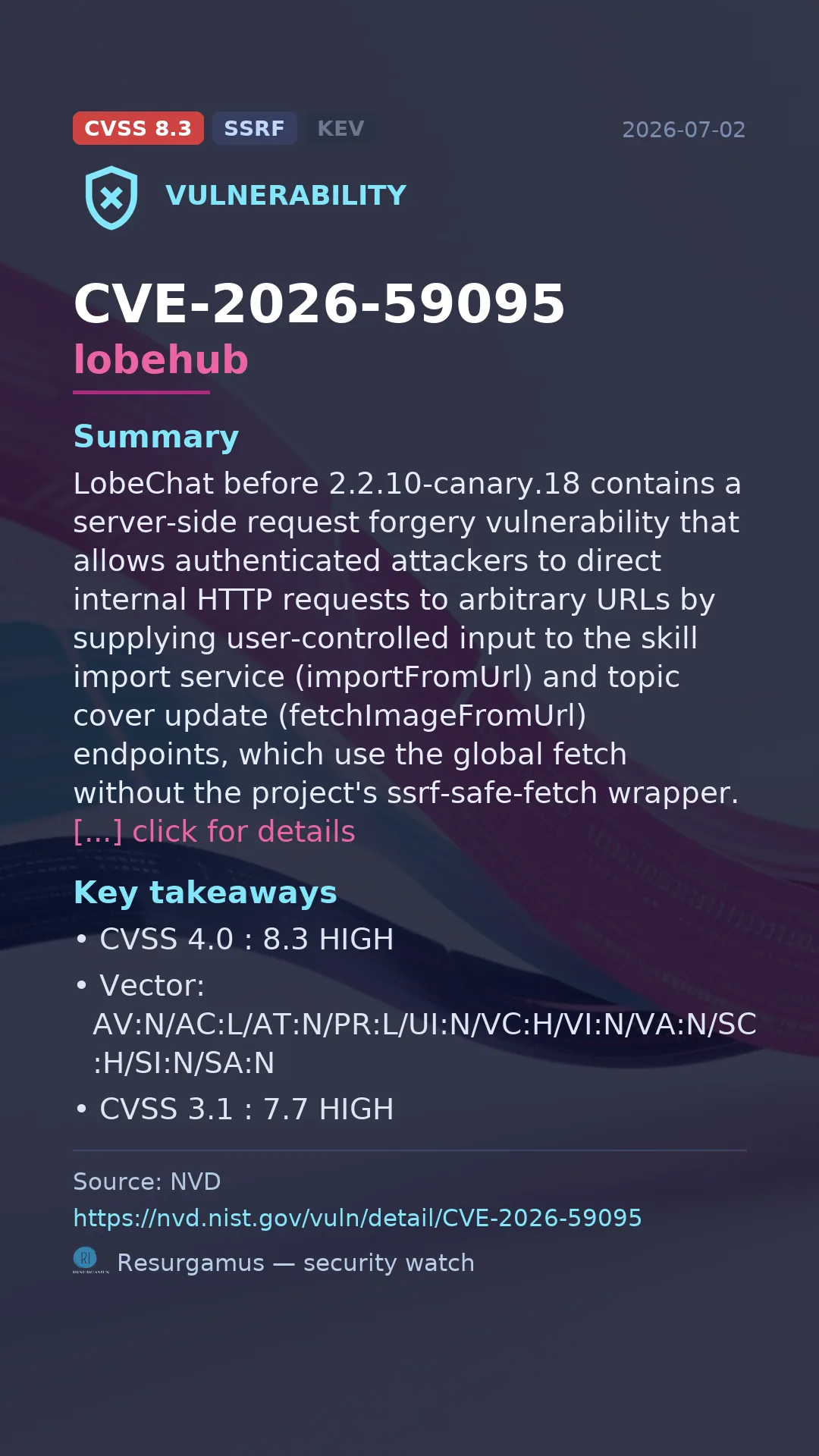 CVE-2026-59095 lobehub Vulnerability