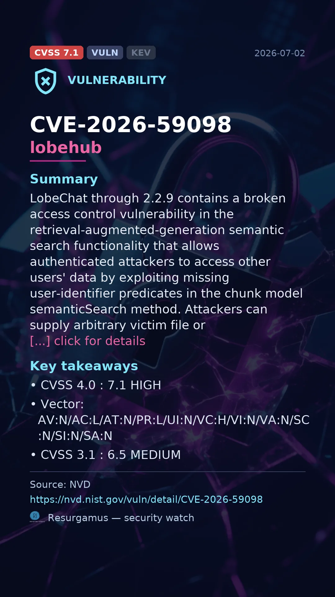 CVE-2026-59098 lobehub Vulnerability