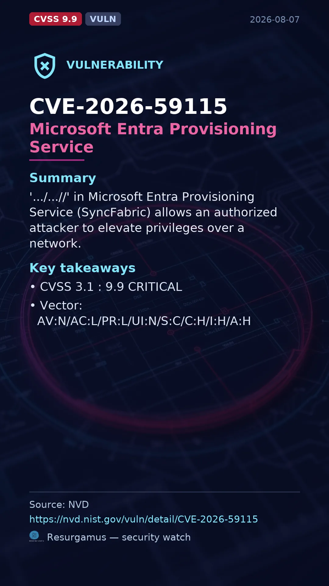 CVE-2026-59115 Microsoft Entra Provisioning Service Vulnerability