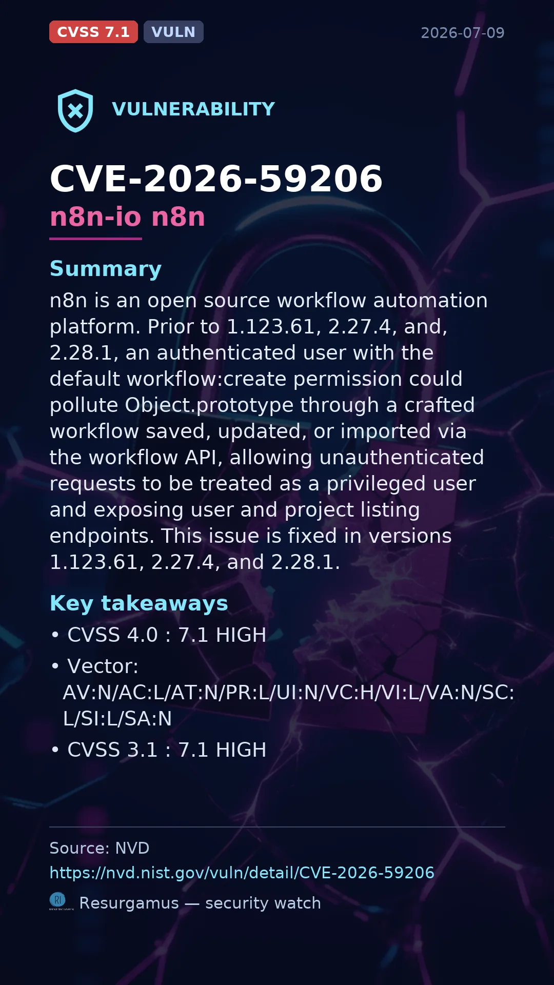 CVE-2026-59206 n8n-io n8n Vulnerability