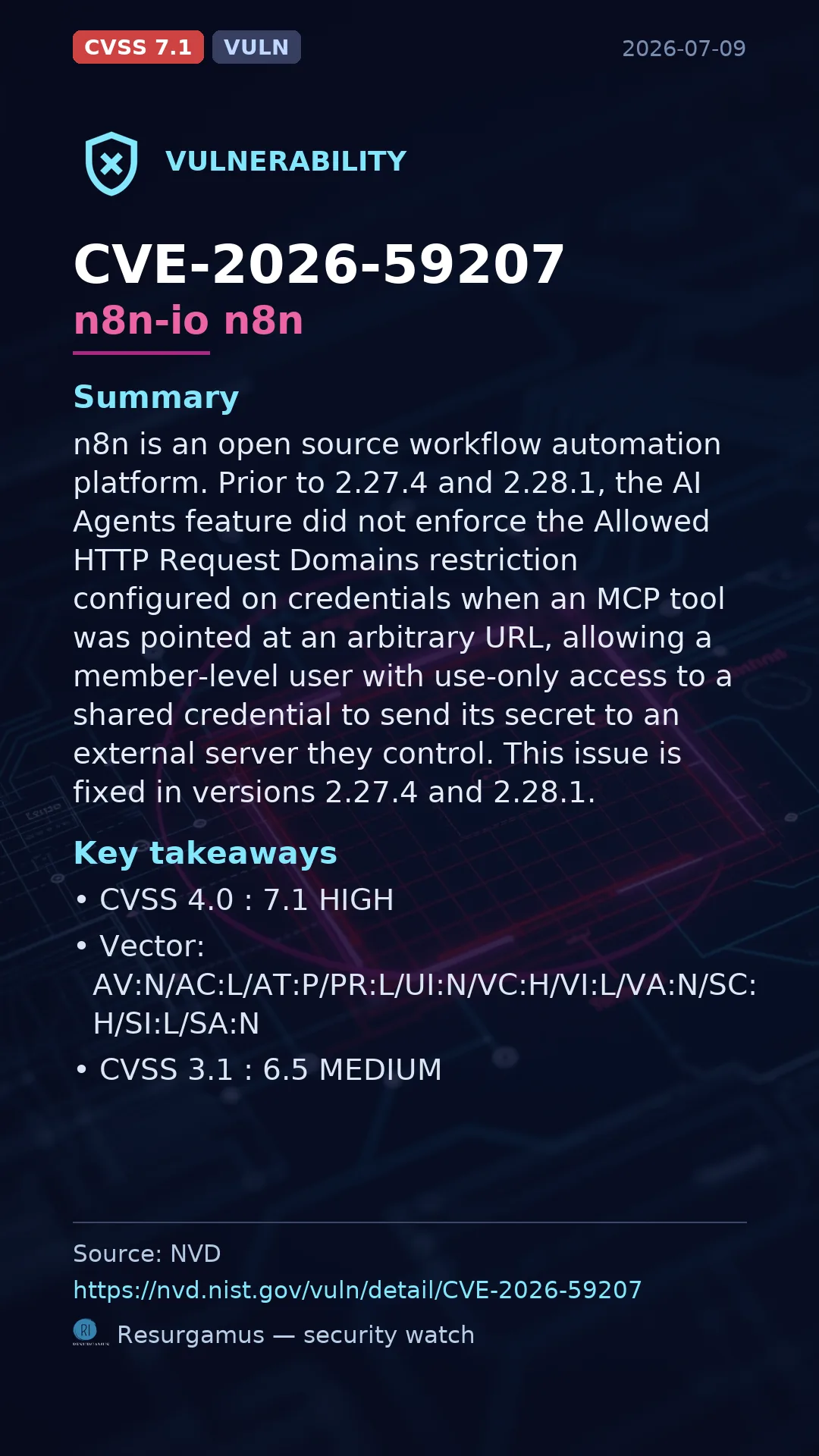 CVE-2026-59207 n8n-io n8n Vulnerability