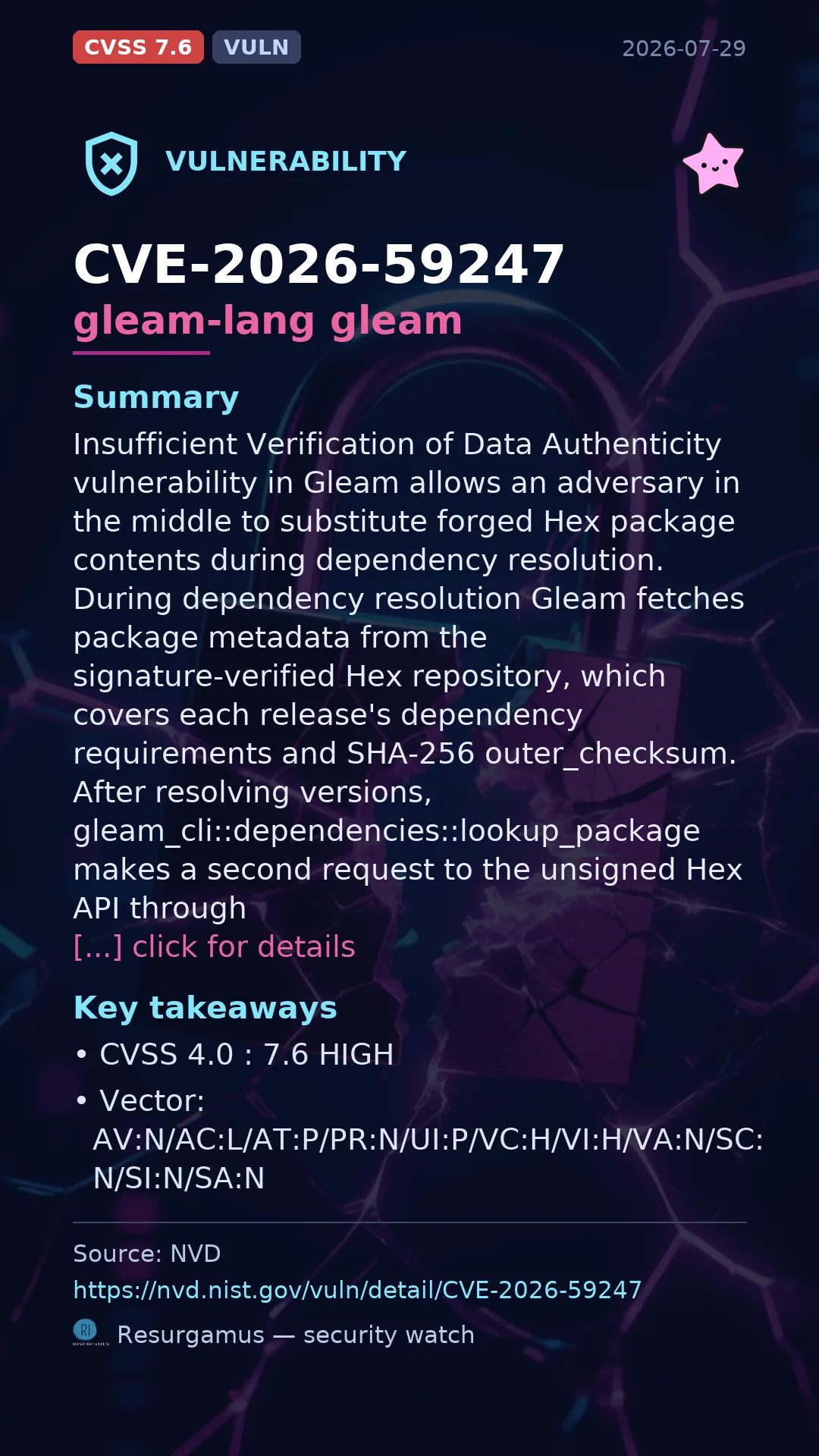 CVE-2026-59247 gleam-lang gleam Vulnerability