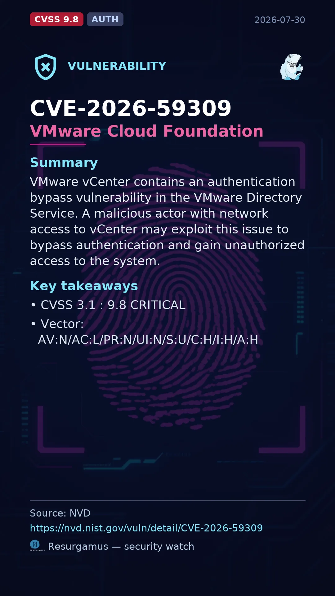 CVE-2026-59309 VMware Cloud Foundation Vulnerability