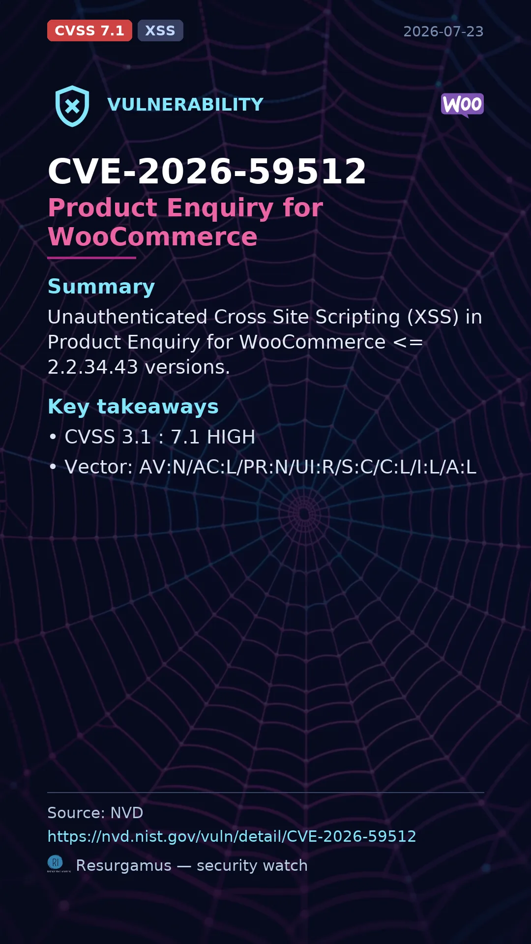 CVE-2026-59512 Product Enquiry for WooCommerce Vulnerability