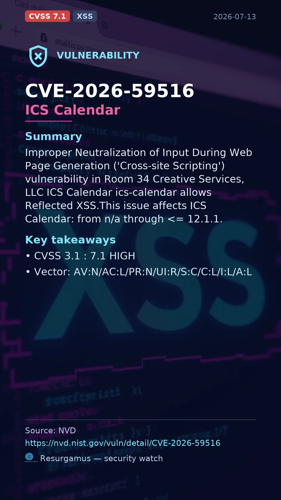 CVE-2026-59516 ICS Calendar Vulnerability