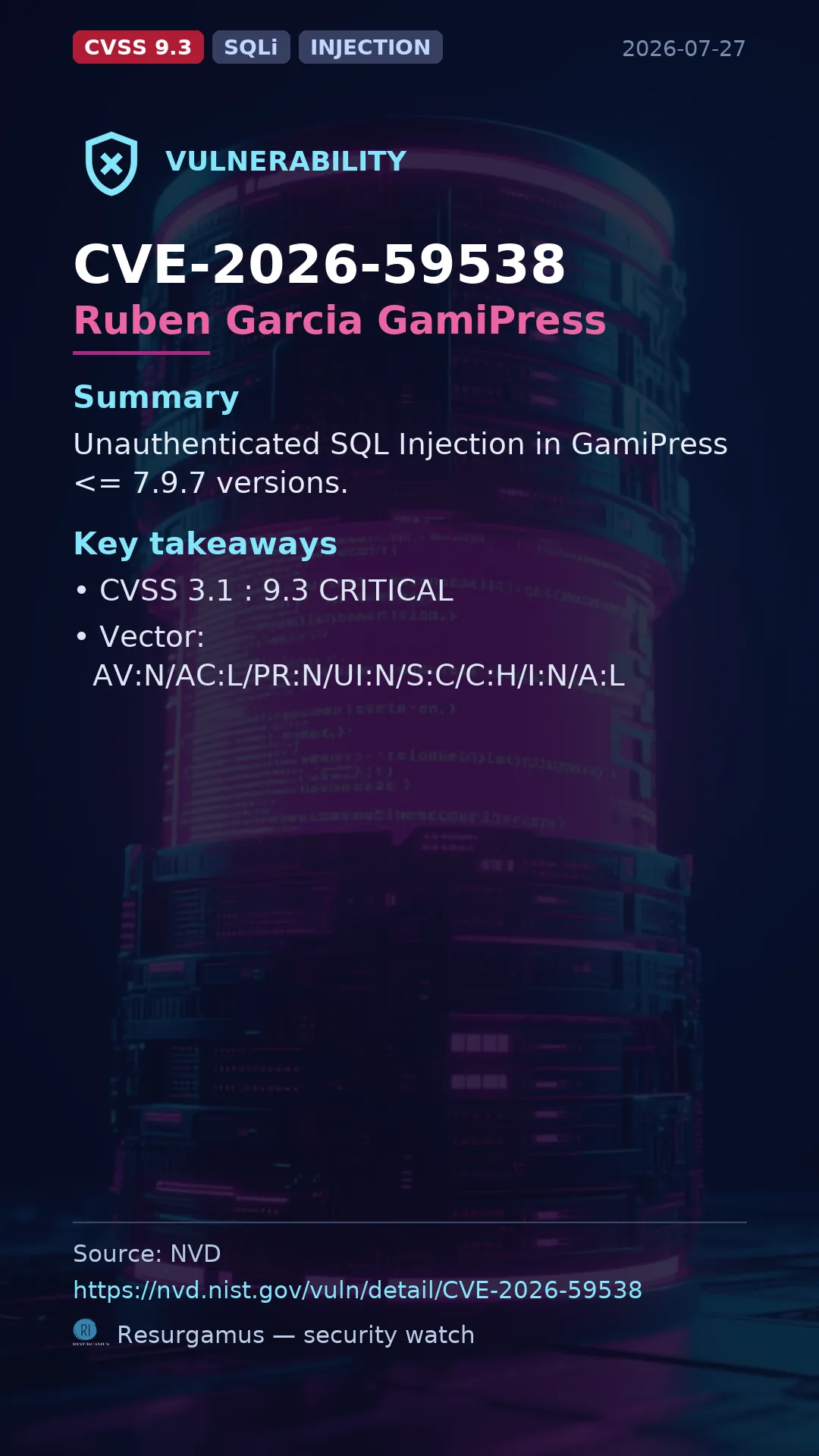 CVE-2026-59538 Ruben Garcia GamiPress Vulnerability