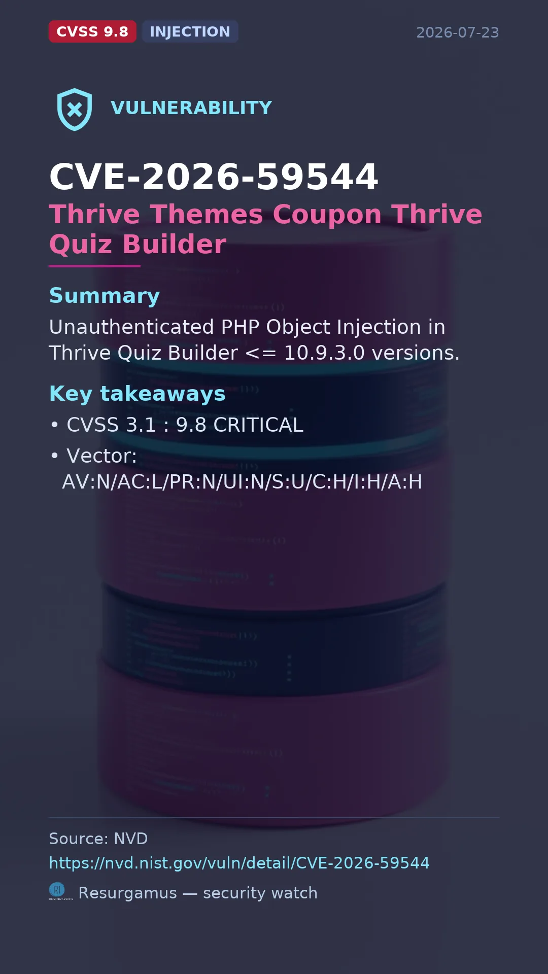 CVE-2026-59544 Thrive Themes Coupon Thrive Quiz Builder Vulnerability