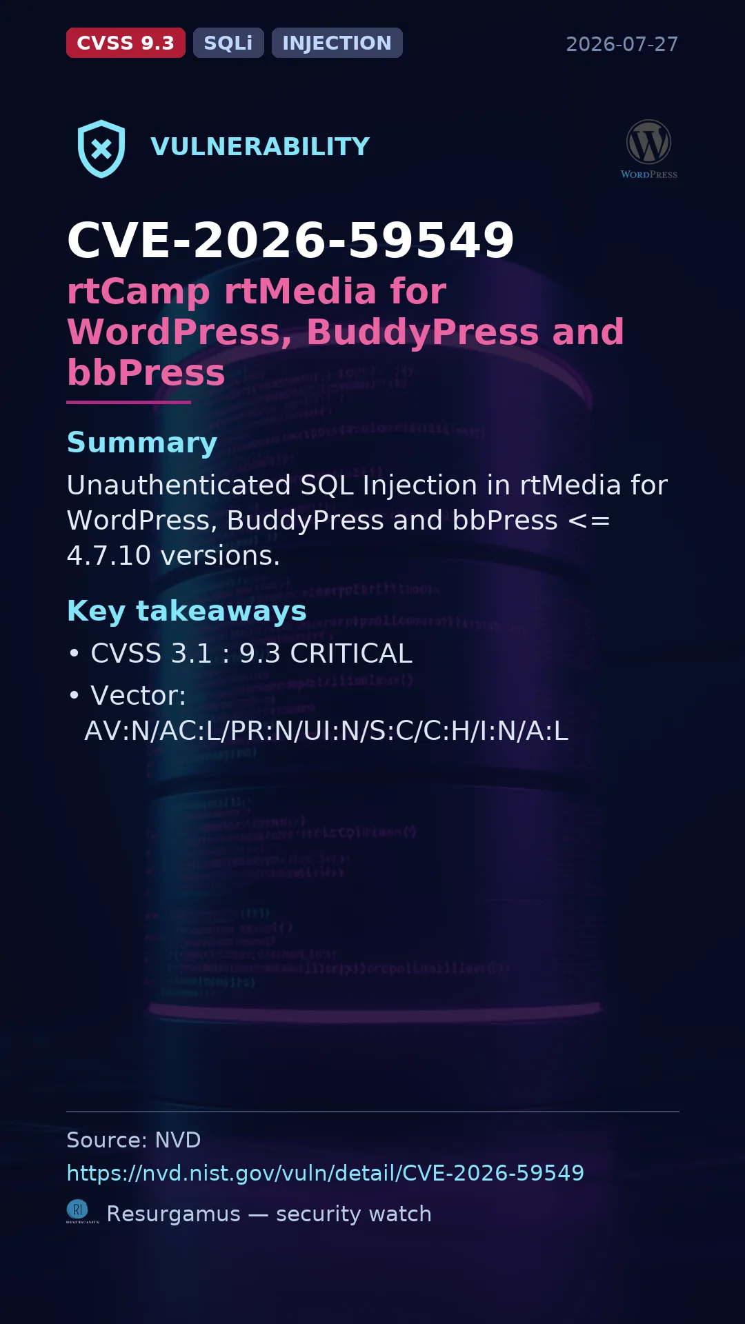 CVE-2026-59549 rtMedia for WordPress, BuddyPress and bb Vulnerability