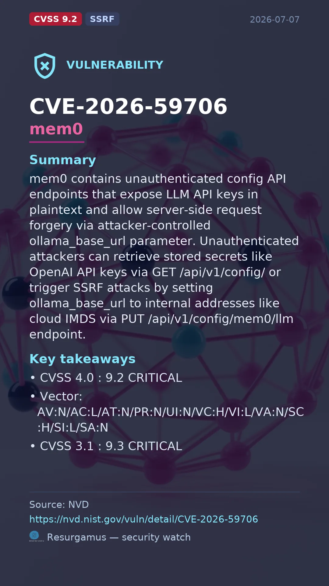 CVE-2026-59706 mem0 Vulnerability