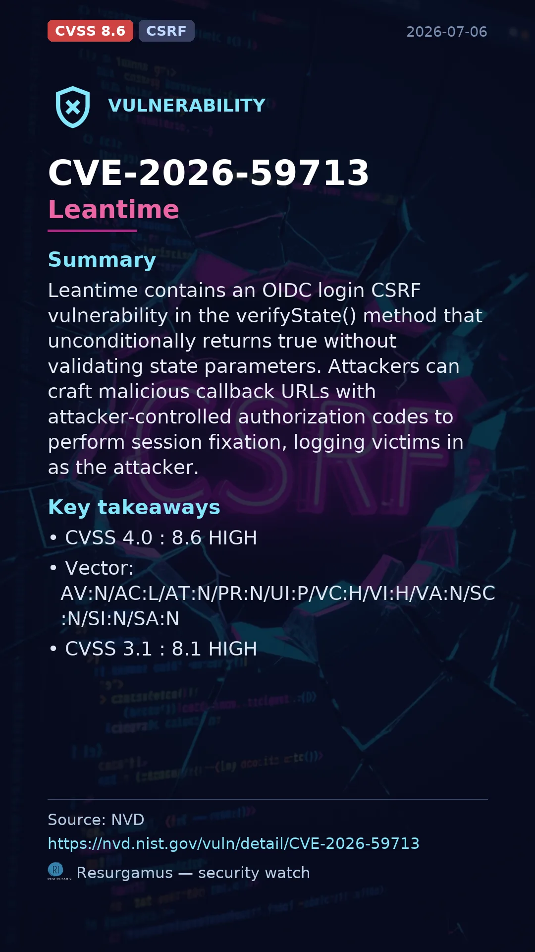 CVE-2026-59713 Leantime Vulnerability