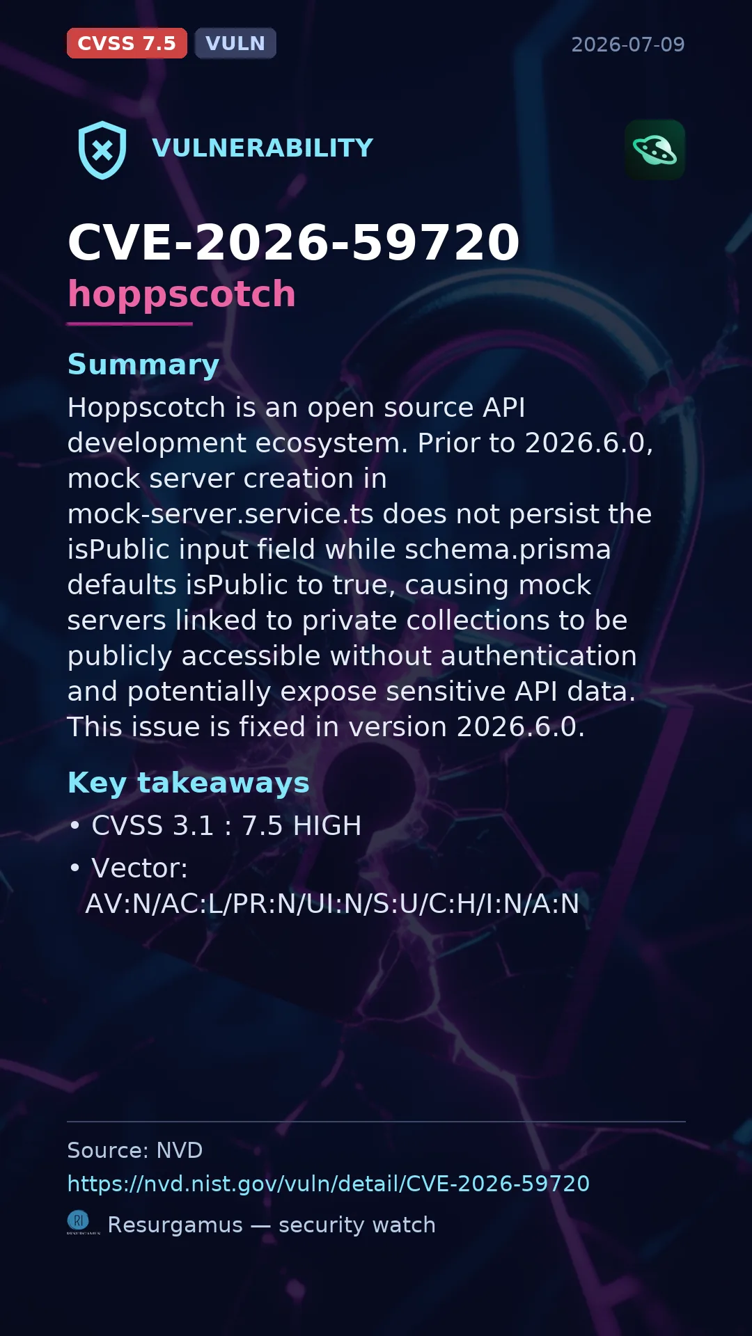 CVE-2026-59720 hoppscotch Vulnerability