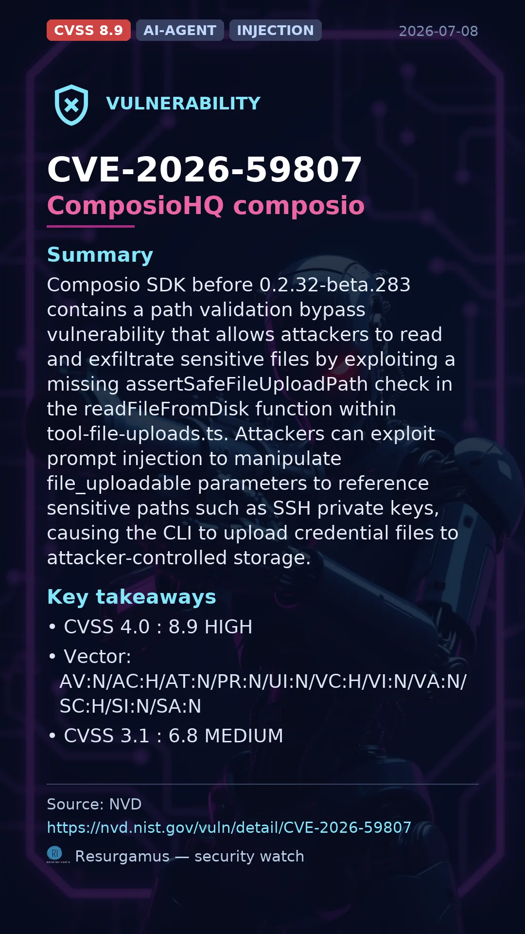 CVE-2026-59807 ComposioHQ composio Vulnerability