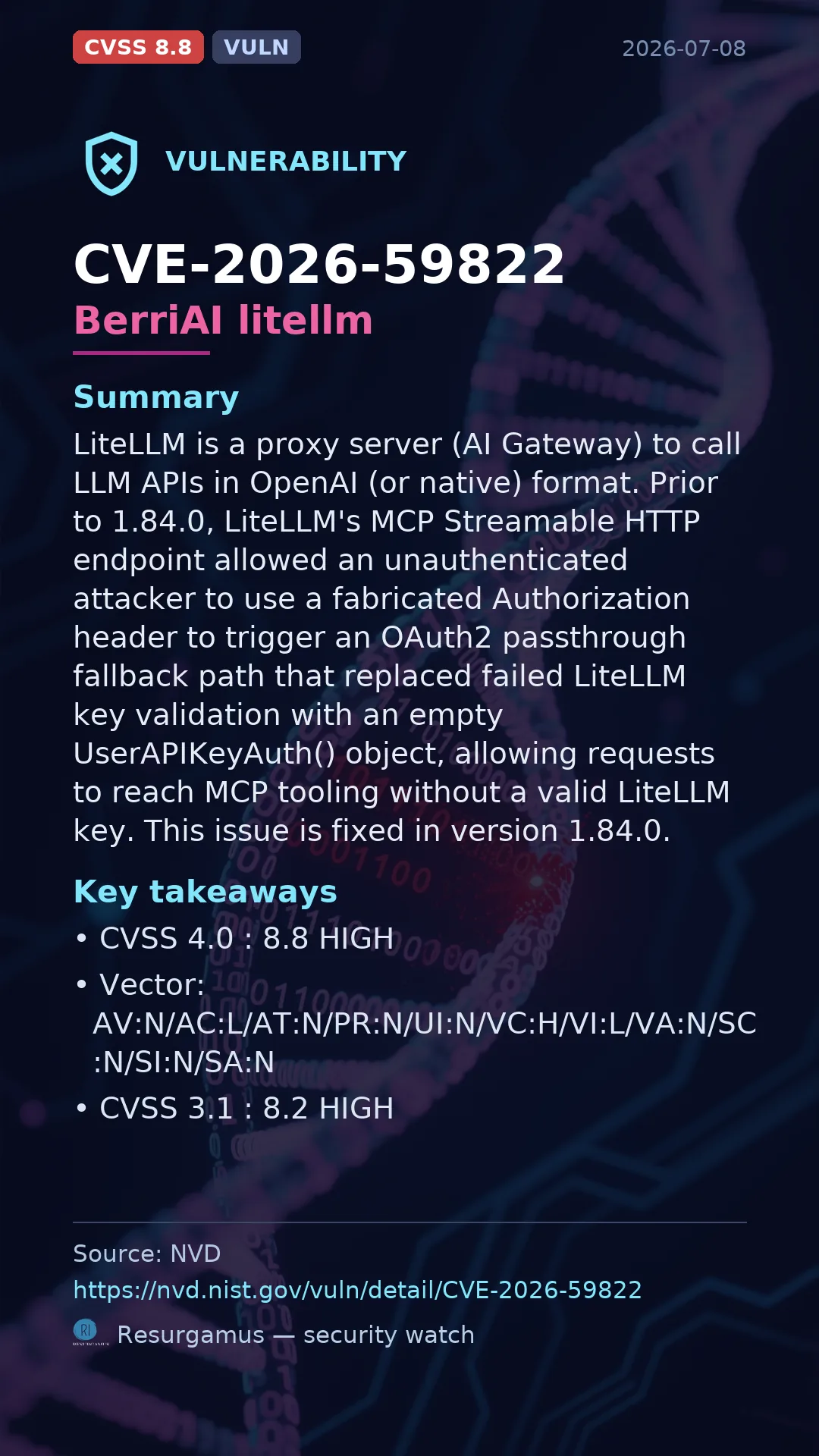 CVE-2026-59822 BerriAI litellm Vulnerability