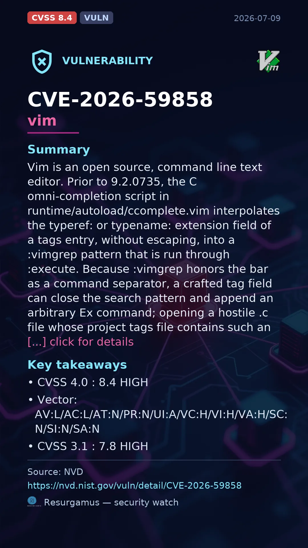 CVE-2026-59858 vim Vulnerability
