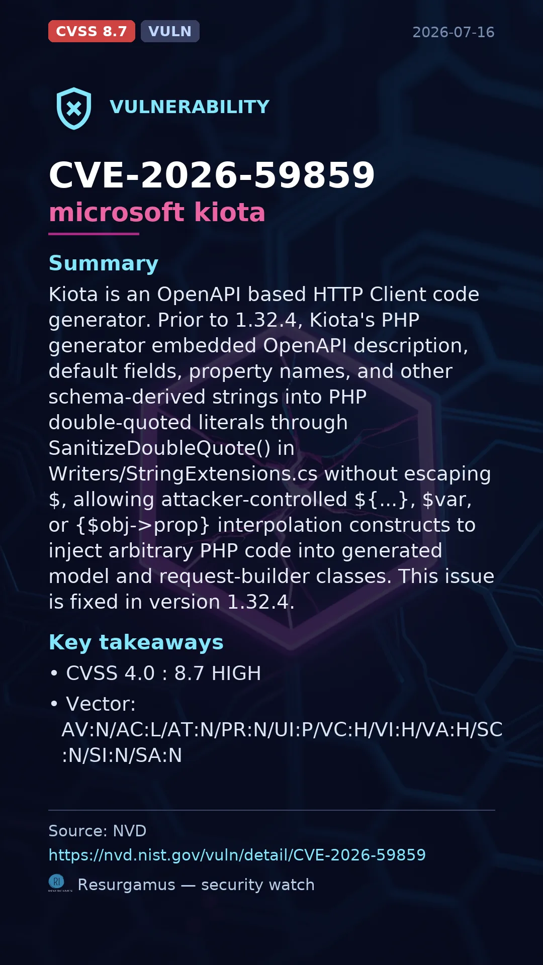 CVE-2026-59859 microsoft kiota Vulnerability
