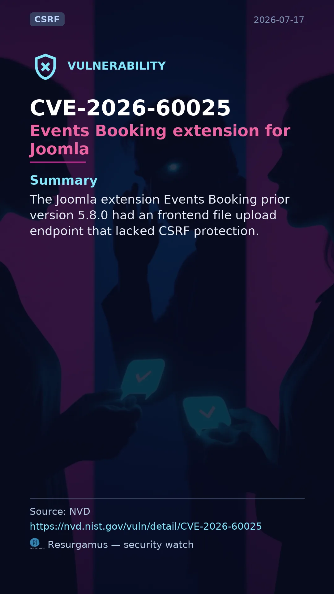 CVE-2026-60025 Events Booking extension for Joomla Vulnerability