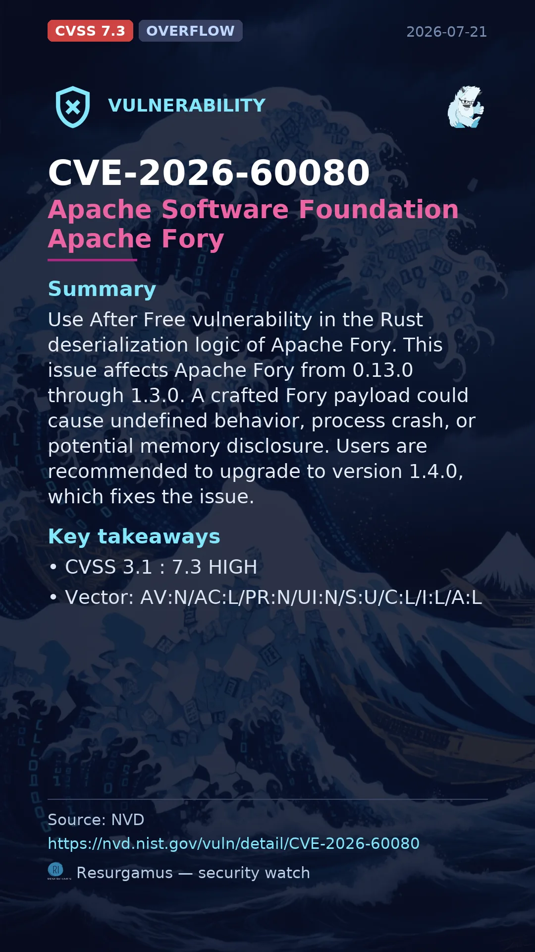 CVE-2026-60080 Apache Software Foundation Apache Fory Vulnerability