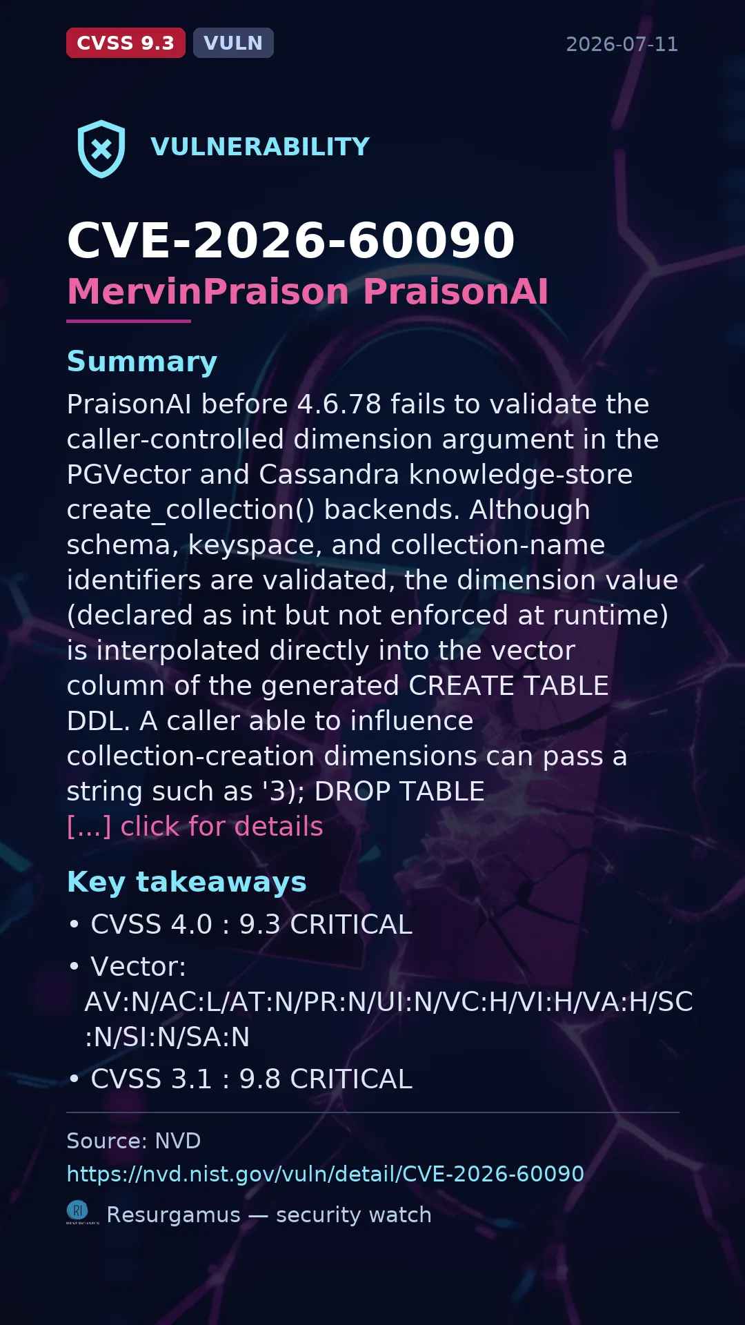 CVE-2026-60090 MervinPraison PraisonAI Vulnerability