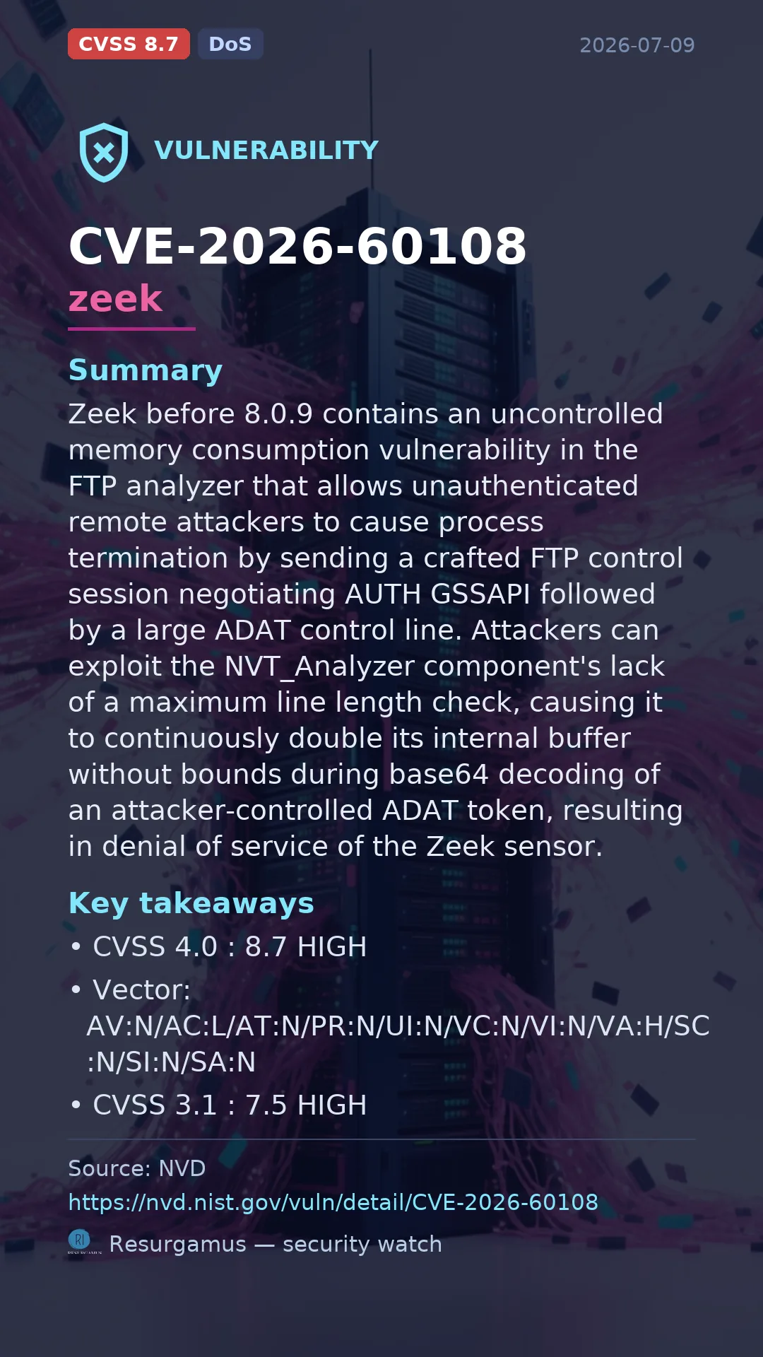CVE-2026-60108 zeek Vulnerability