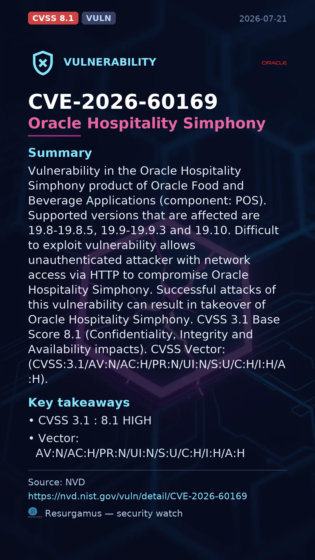 CVE-2026-60169 Oracle Hospitality Simphony Vulnerability