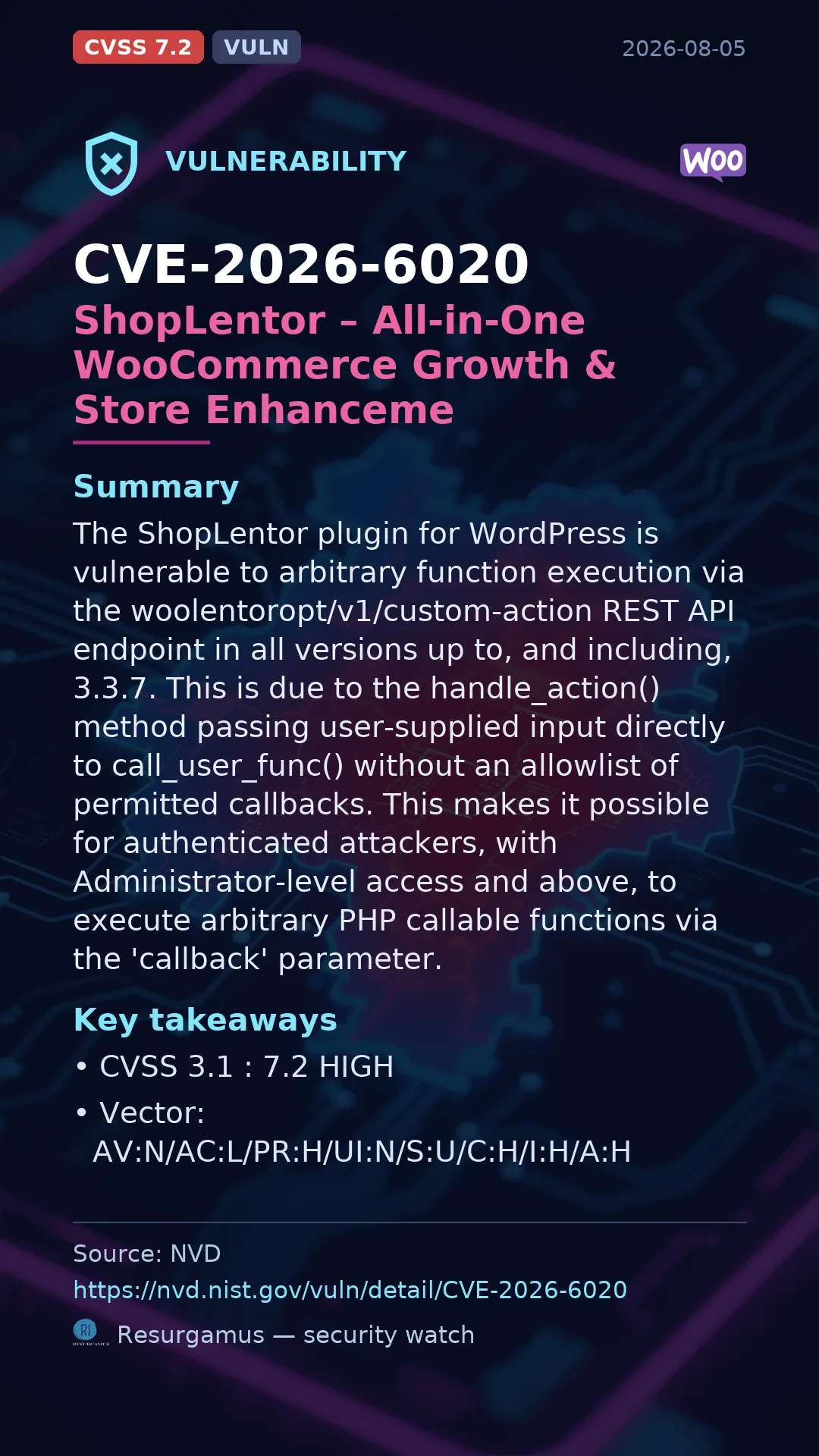 CVE-2026-6020 ShopLentor – All-in-One WooCommerce Growth & Store Enhanceme Vulnerability