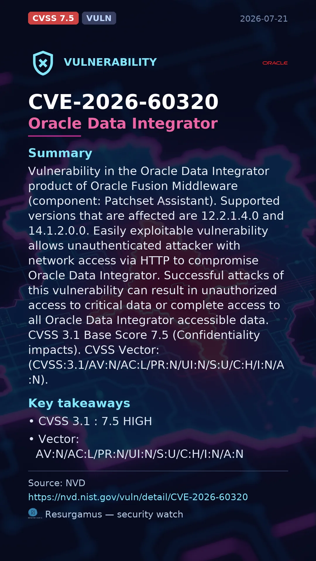 CVE-2026-60320 Oracle Data Integrator Vulnerability