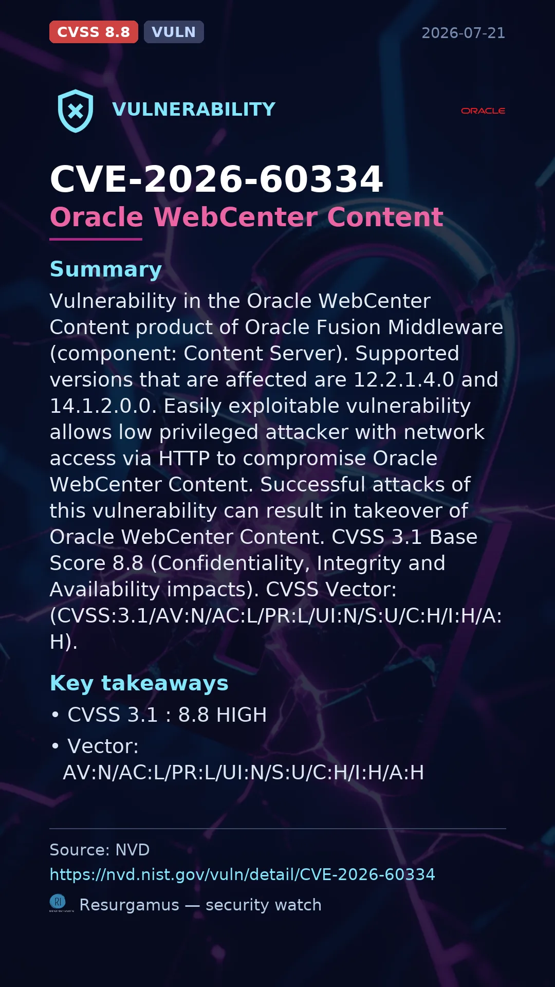 CVE-2026-60334 Oracle WebCenter Content Vulnerability