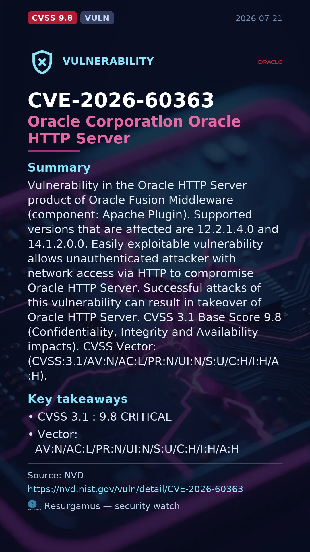 CVE-2026-60363 Oracle Corporation Oracle HTTP Server Vulnerability