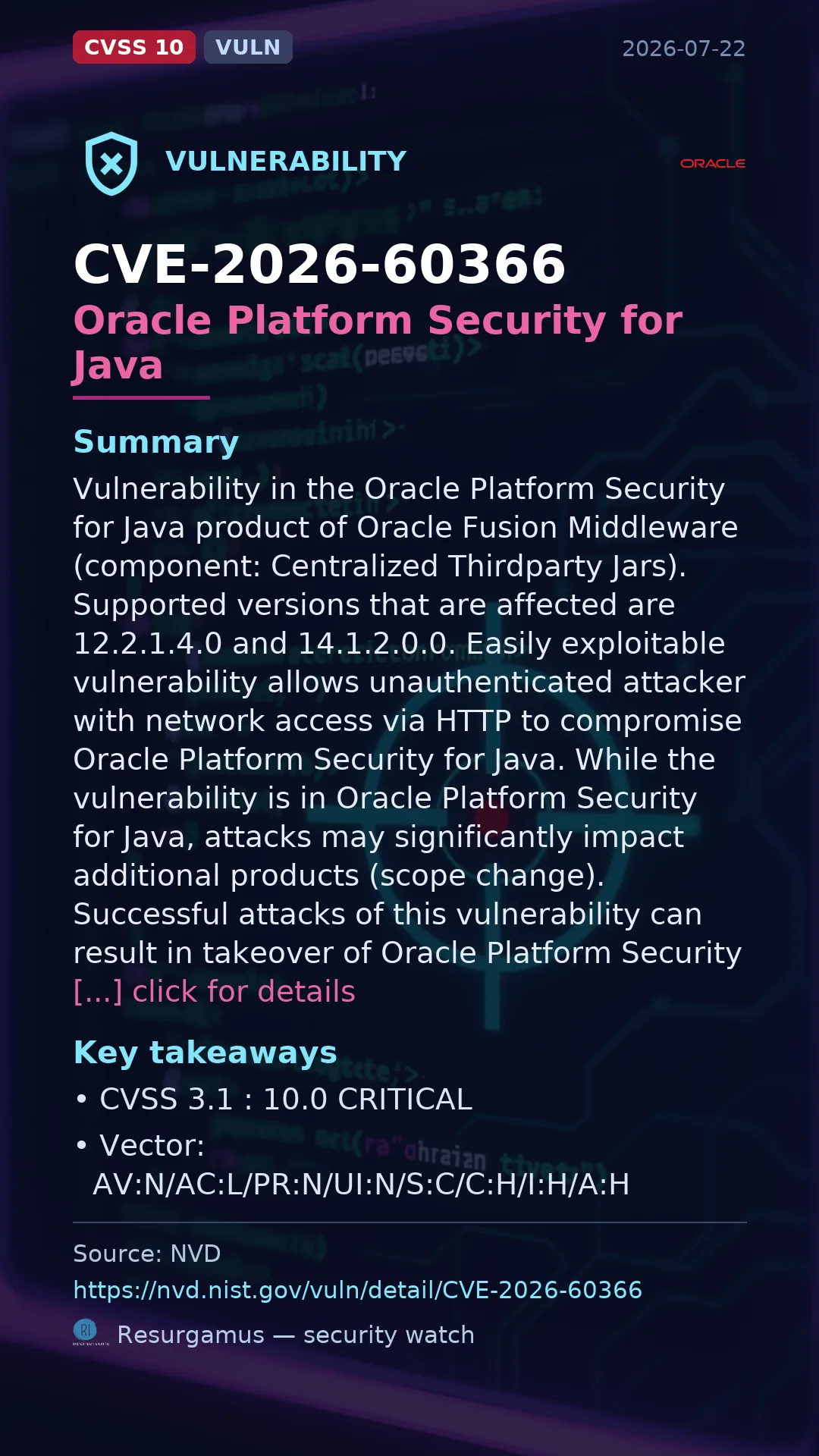 CVE-2026-60366 Oracle Platform Security for Java Vulnerability