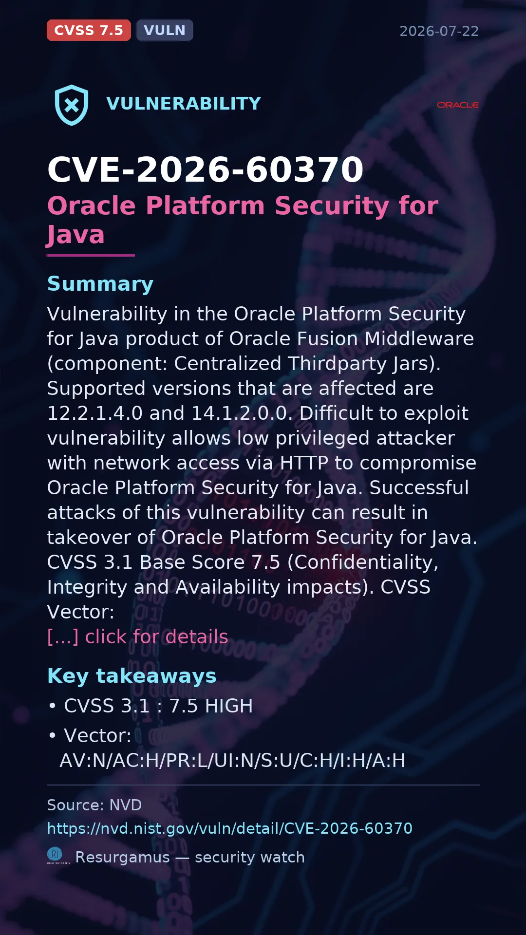 CVE-2026-60370 Oracle Platform Security for Java Vulnerability