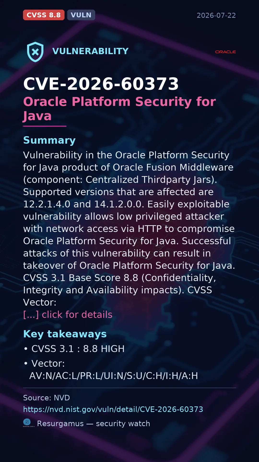 CVE-2026-60373 Oracle Platform Security for Java Vulnerability