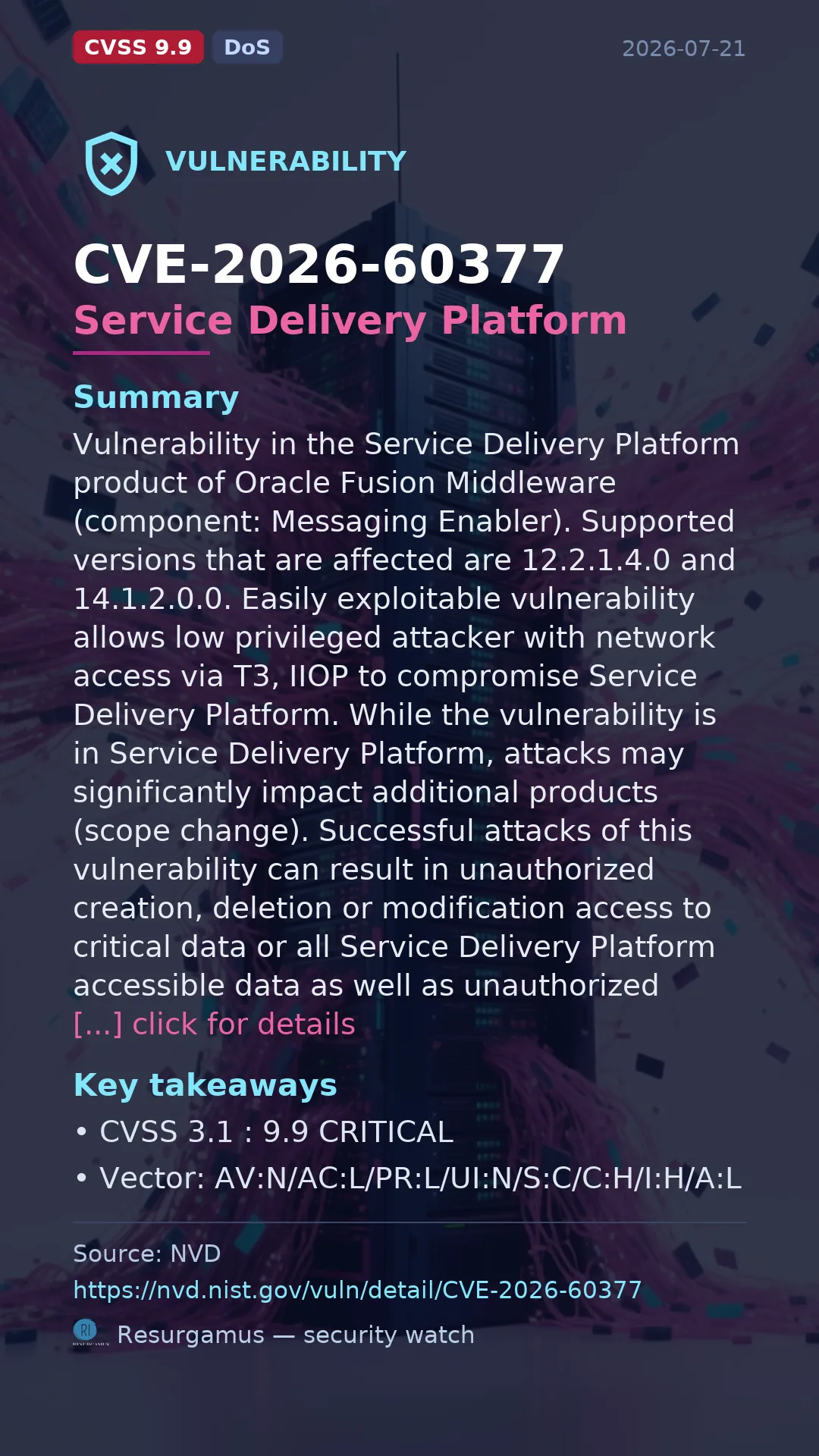 CVE-2026-60377 Service Delivery Platform Vulnerability