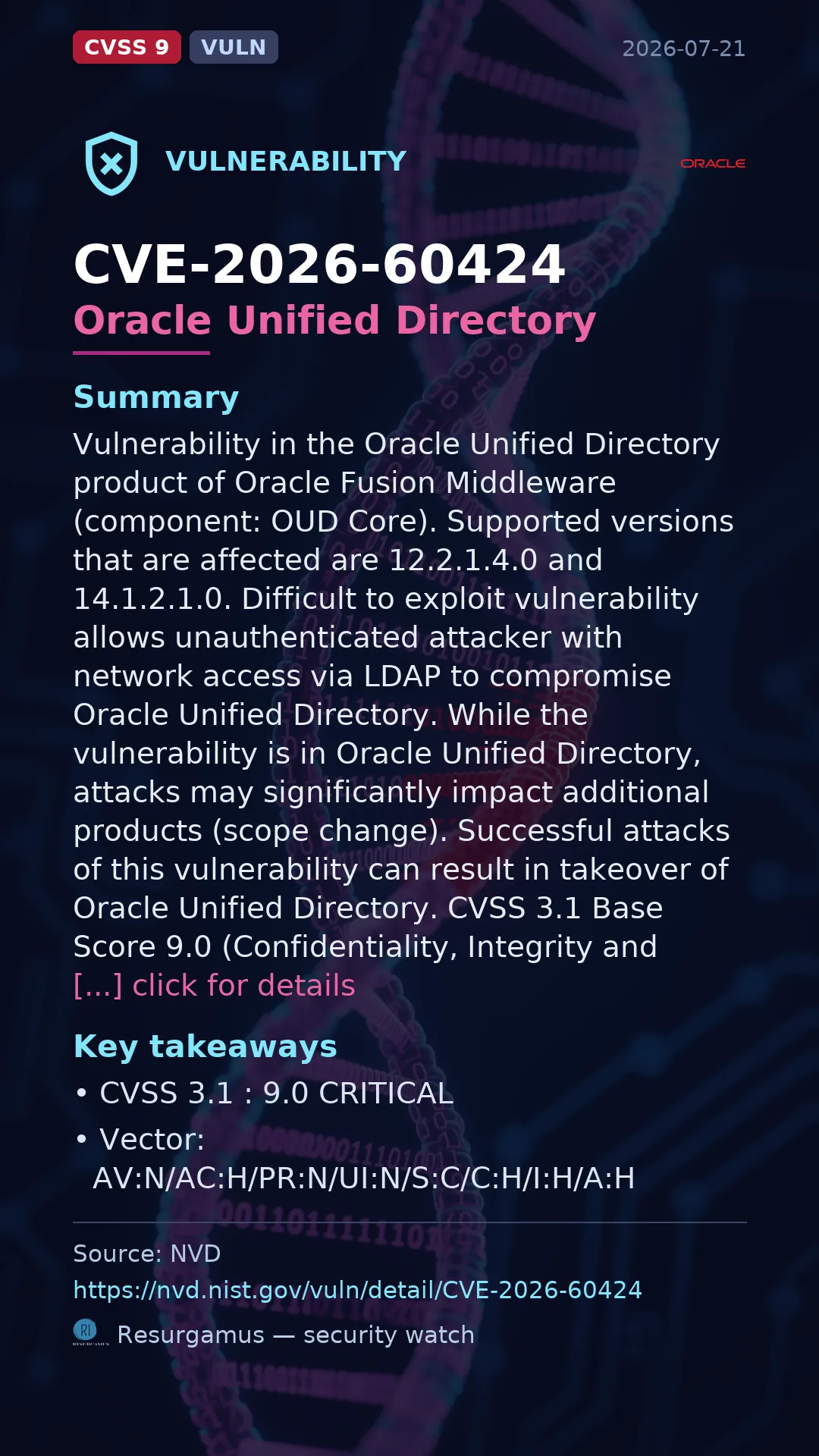 CVE-2026-60424 Oracle Unified Directory Vulnerability