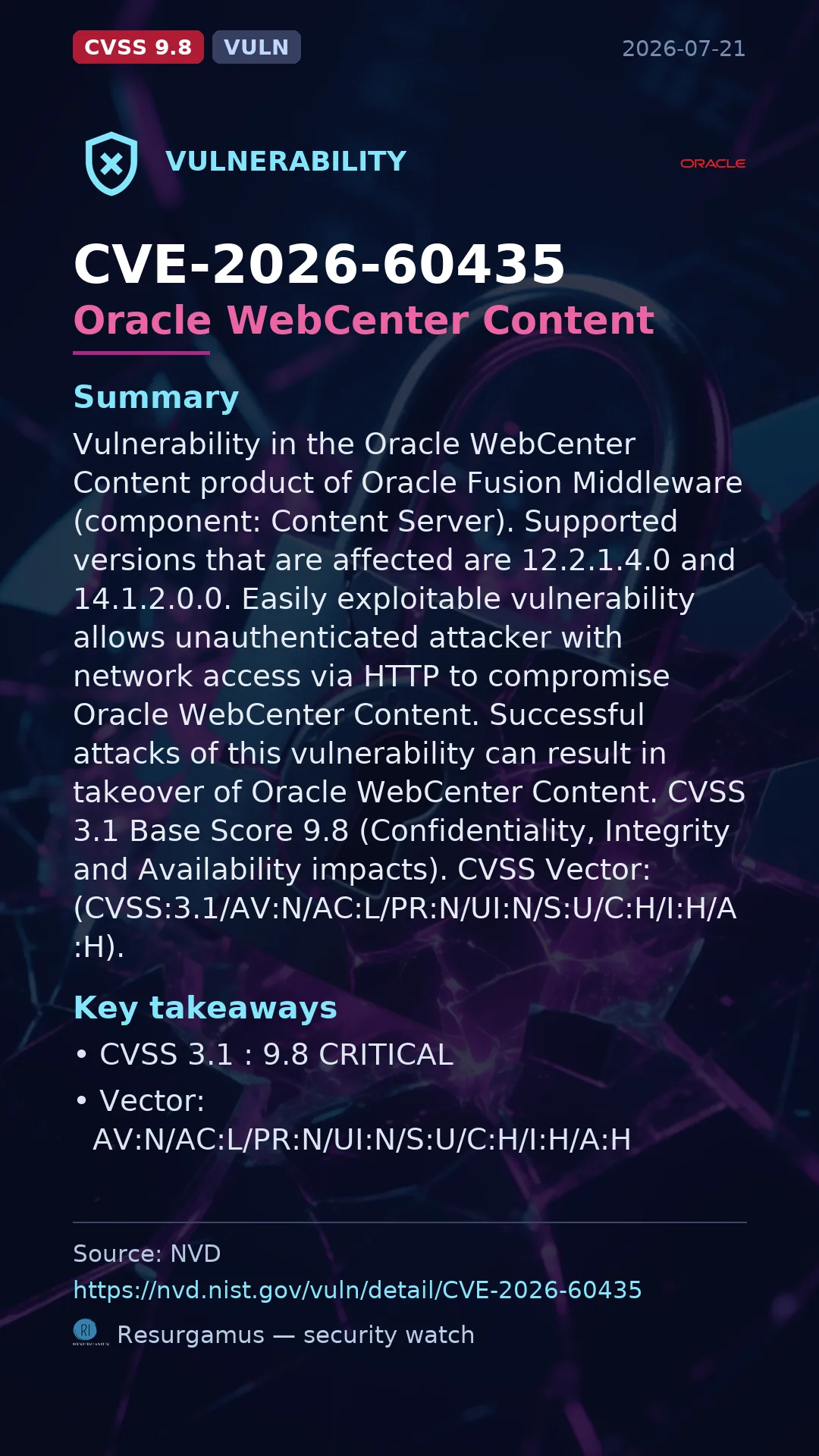 CVE-2026-60435 Oracle WebCenter Content Vulnerability