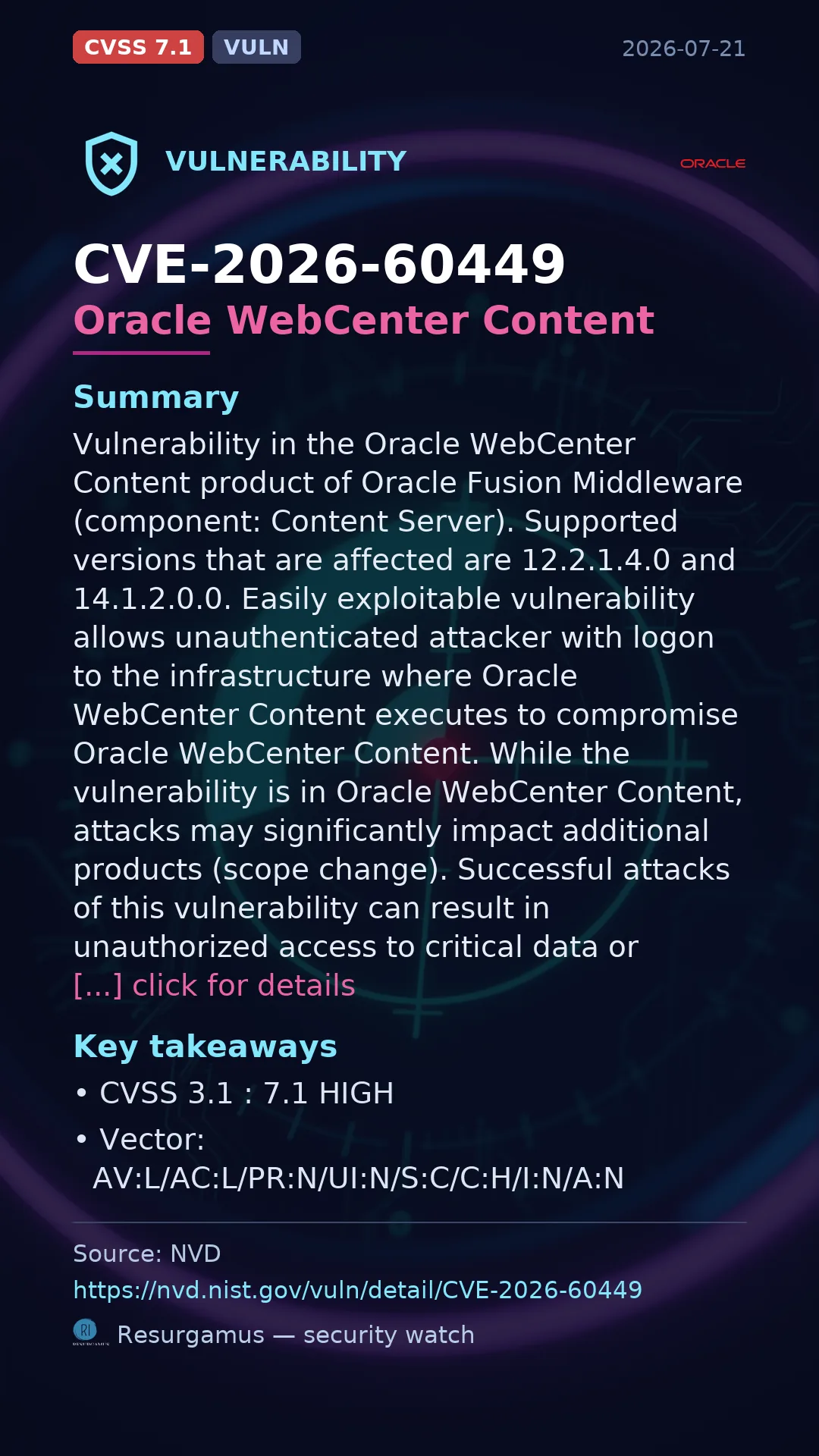 CVE-2026-60449 Oracle WebCenter Content Vulnerability