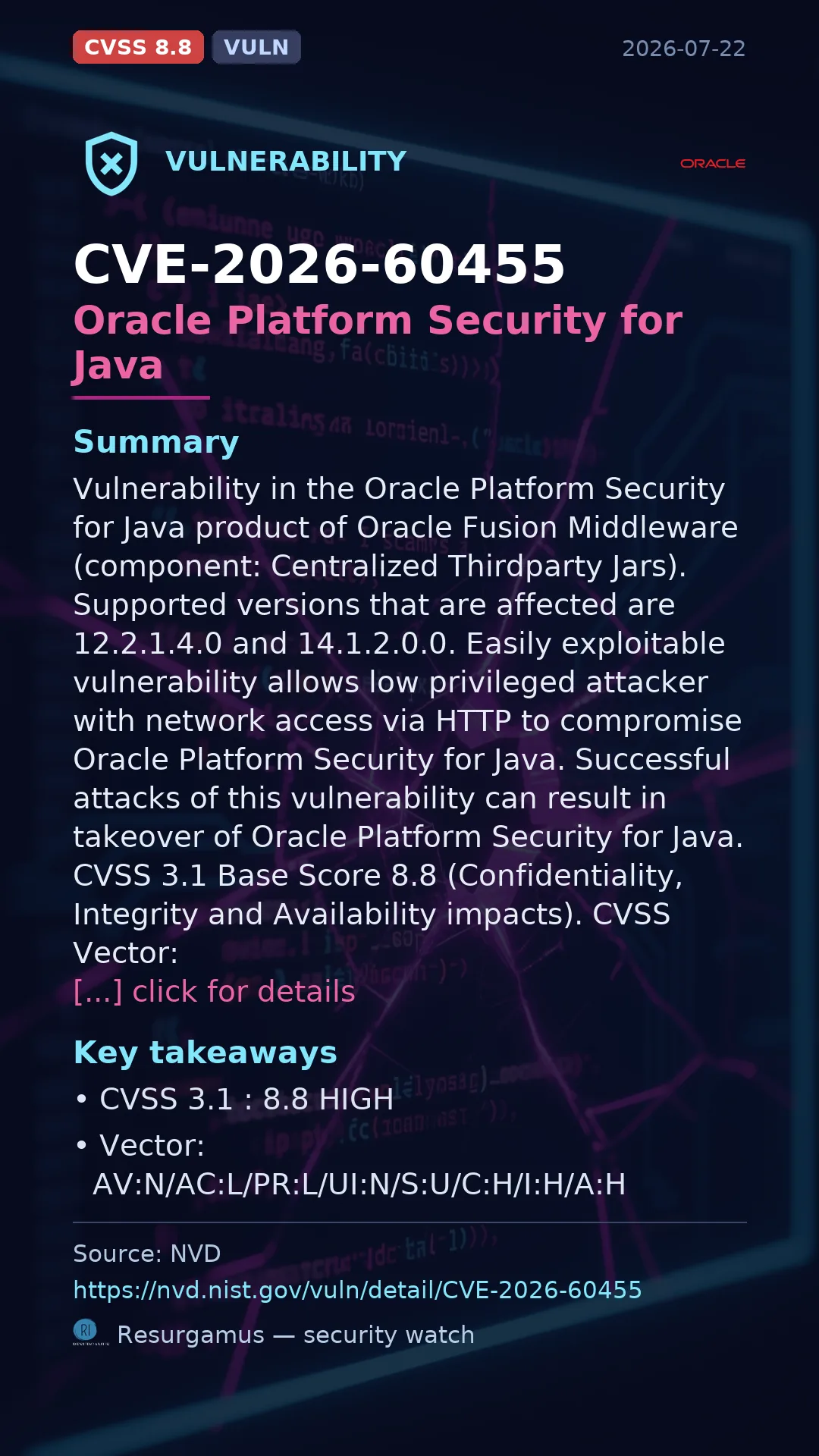 CVE-2026-60455 Oracle Platform Security for Java Vulnerability