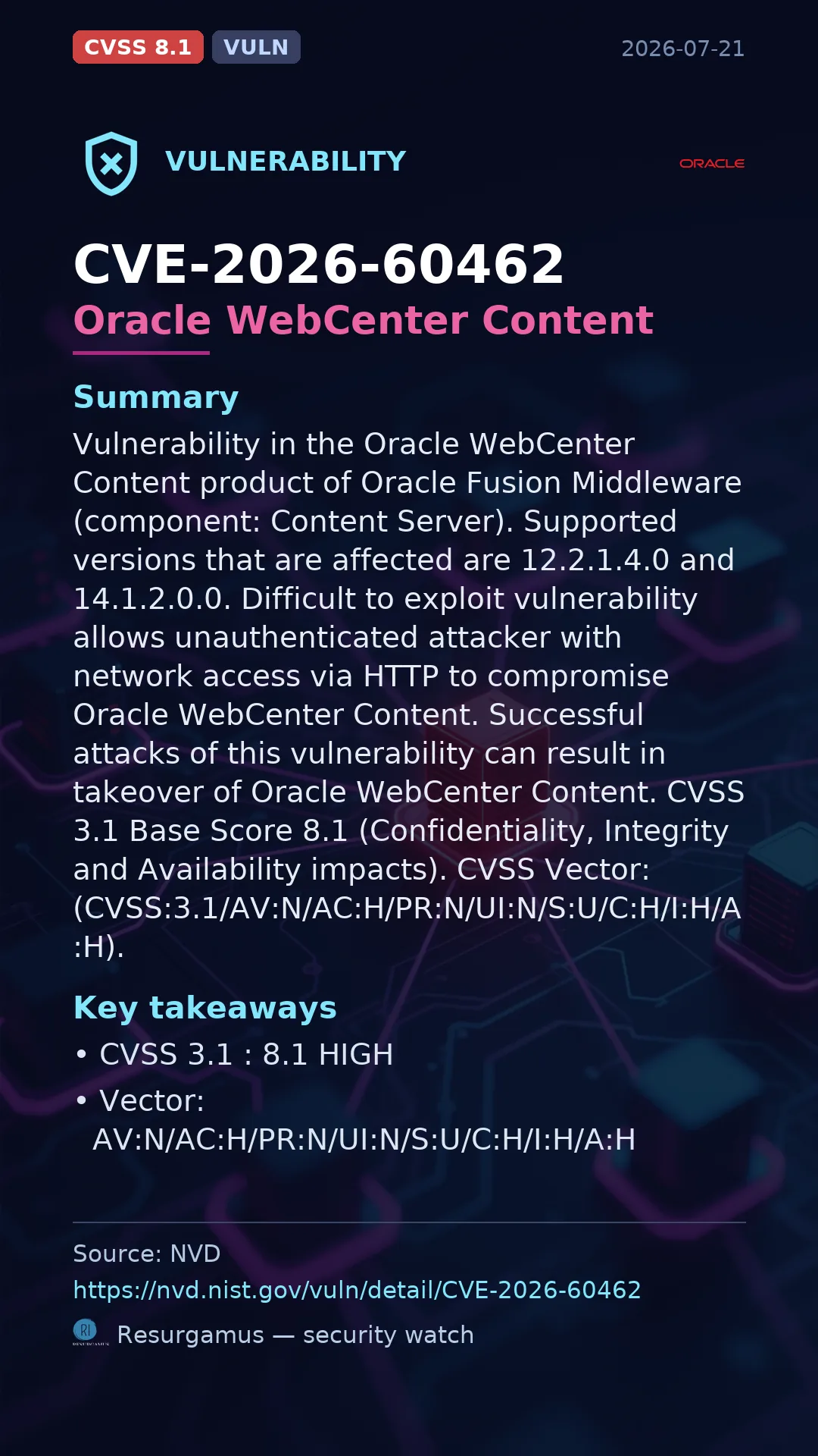 CVE-2026-60462 Oracle WebCenter Content Vulnerability